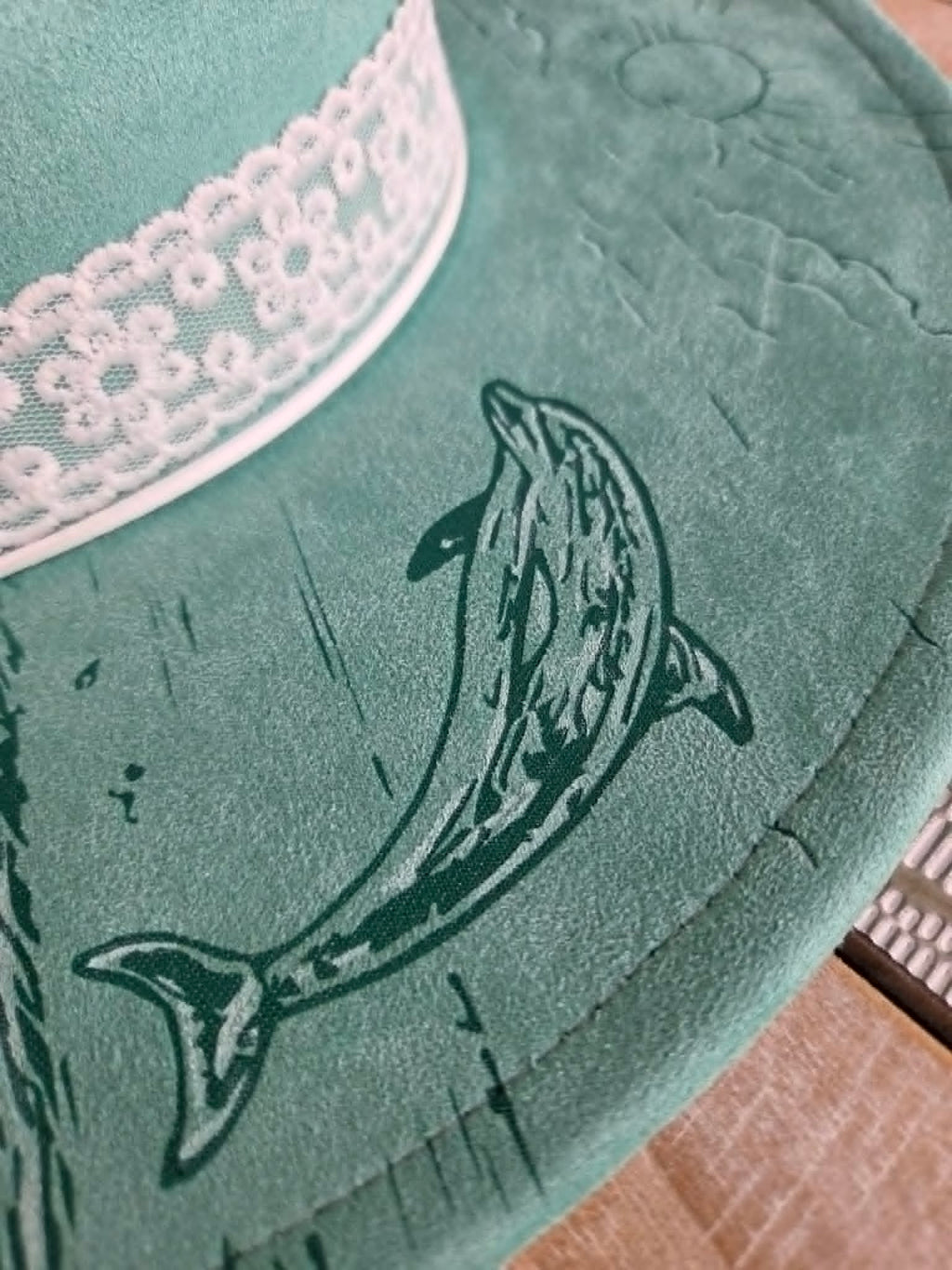 Sanibel Mermaid Hat | Hand-Painted Coastal Wide Brim Hat | One-of-a-Kind