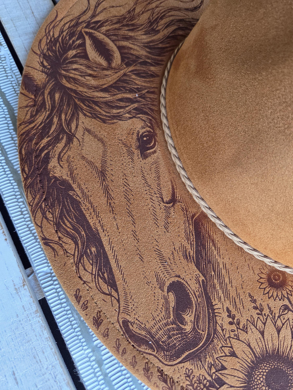Sunflower Spirit | Sunflowers & Horse  Engraved Hat | Color Options