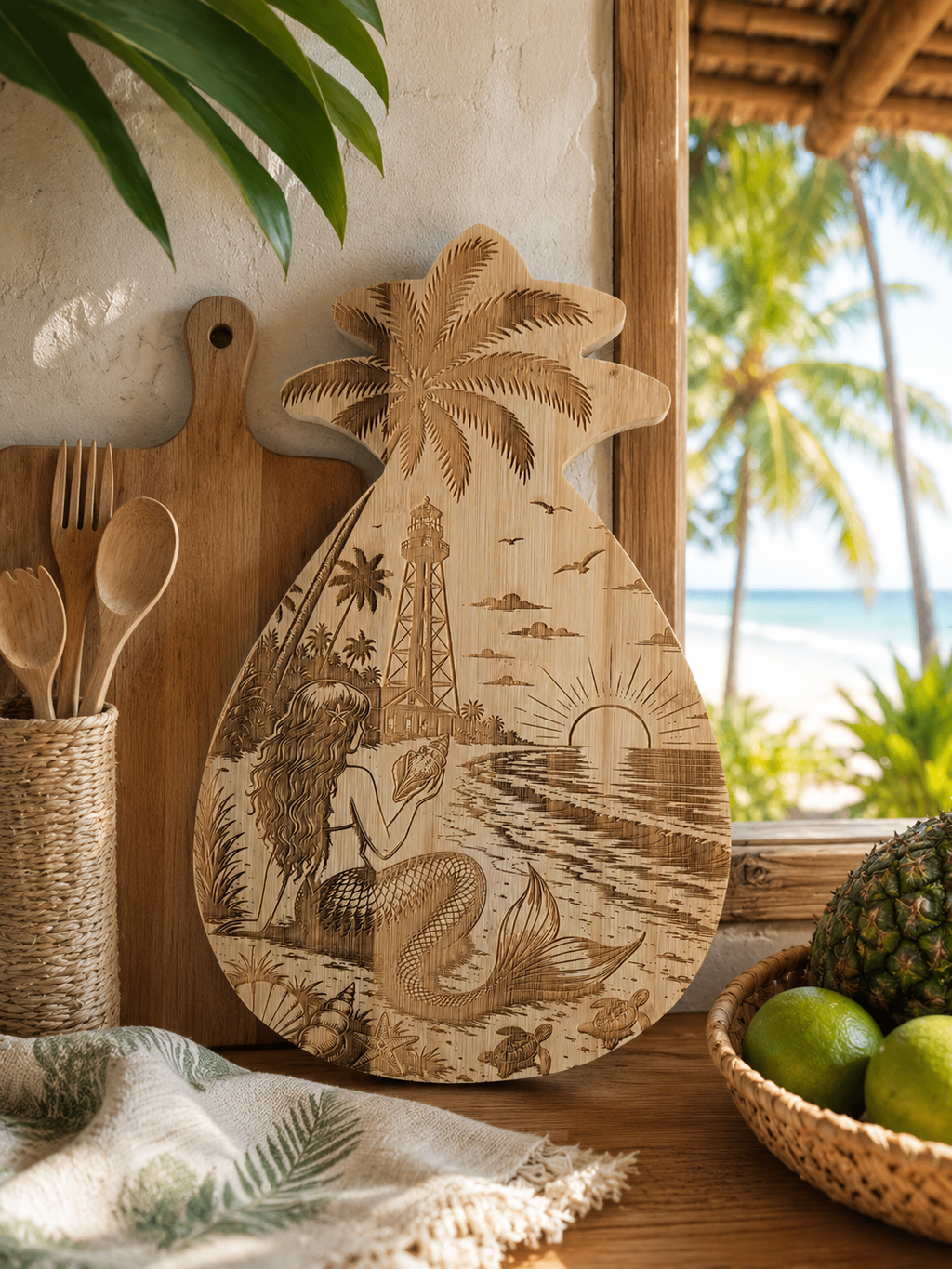 Mermaid Pineapple Bamboo Board