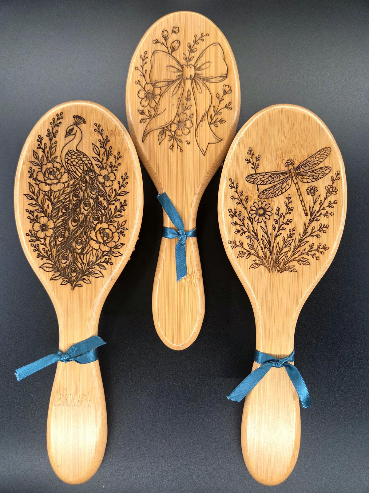 Bamboo Hair Brush | Engraved Wooden Brush | Mini Travel  or Large Brush | Mom & Me Gift | Stocking Stuffer