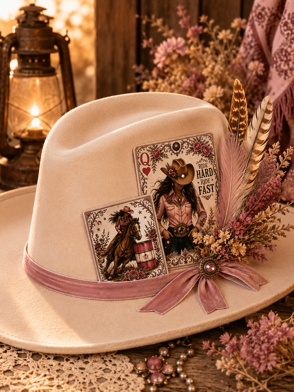 Pink Barrel Racer Card/Matchbook Set