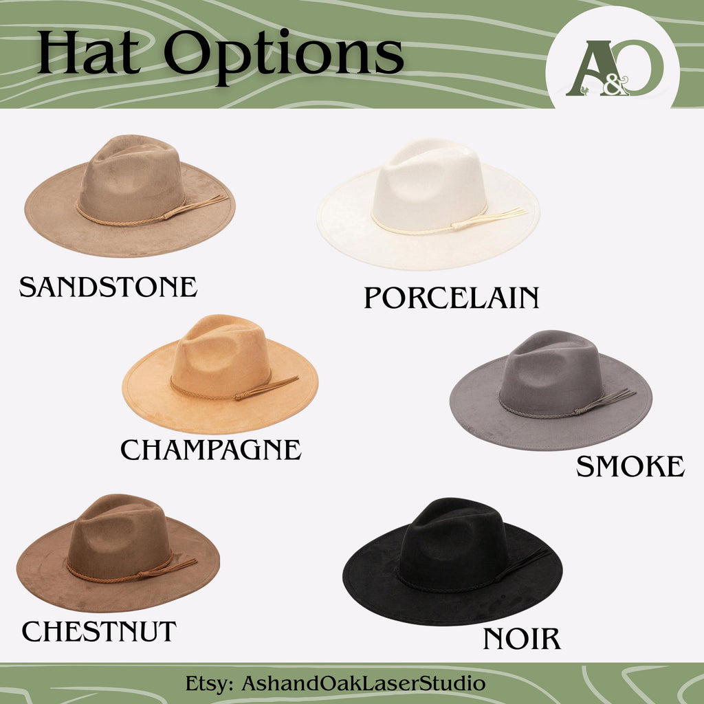 Peacock & Floral Engraved Wide Brim Hat | Round Top or Western Crown | Color Option