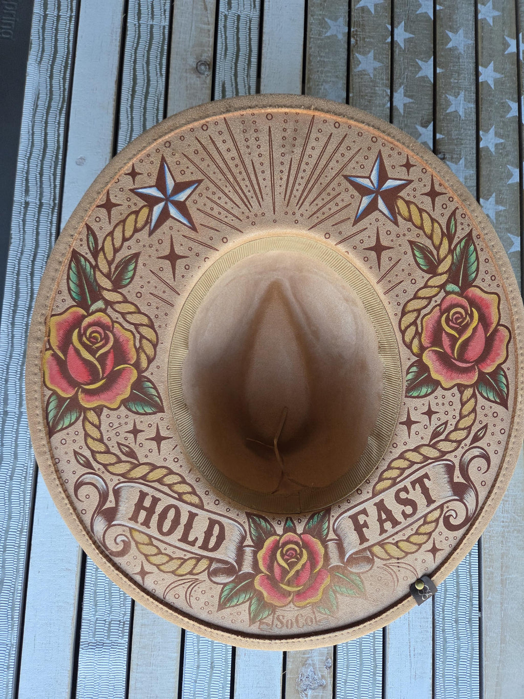 Nautical Pin-Up Engraved Hat | 2-Sided Hand-Painted Vintage Sailor Tattoo Design