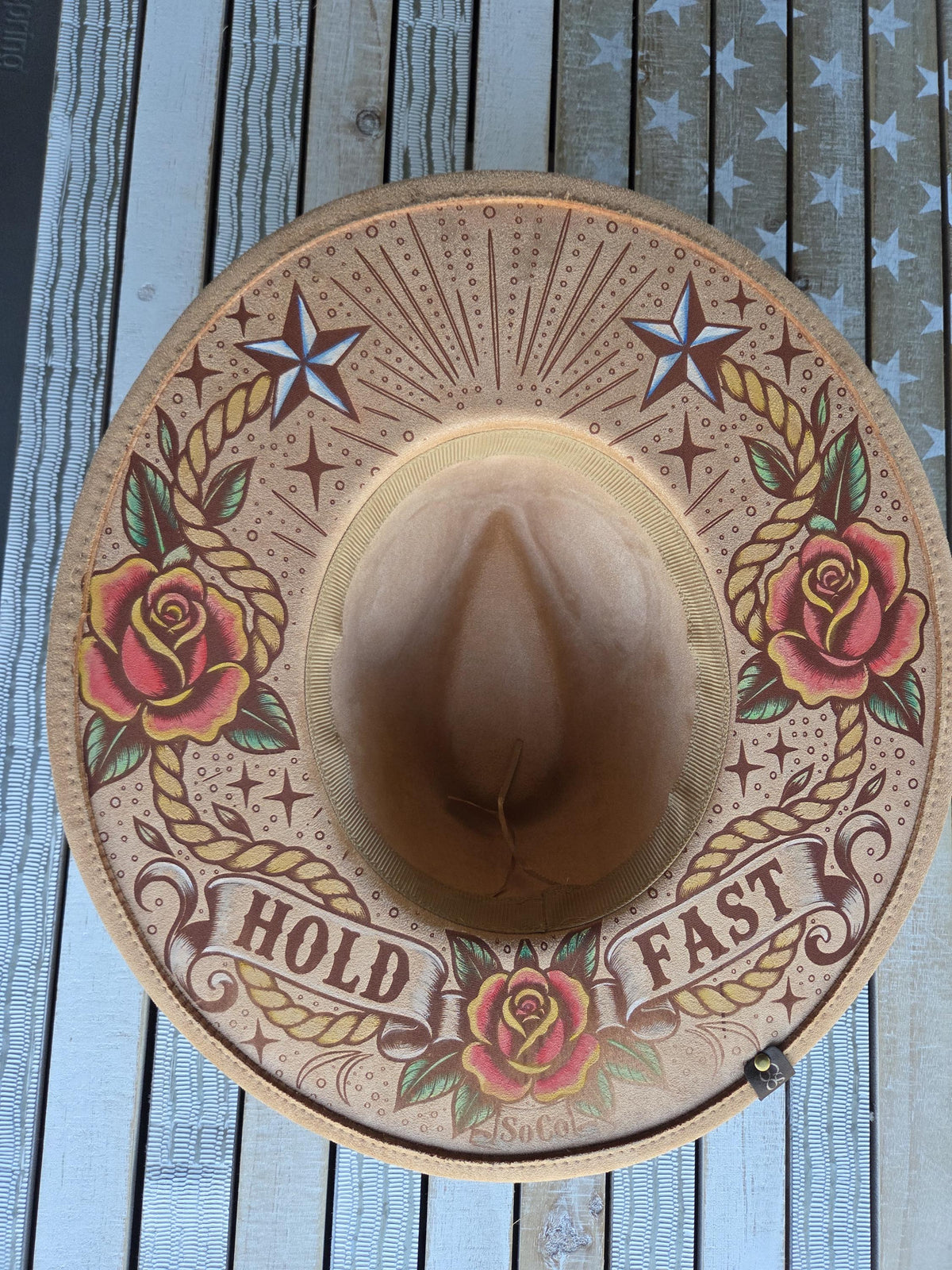 Nautical Pin-Up Engraved Hat | 2-Sided Hand-Painted Vintage Sailor Tattoo Design