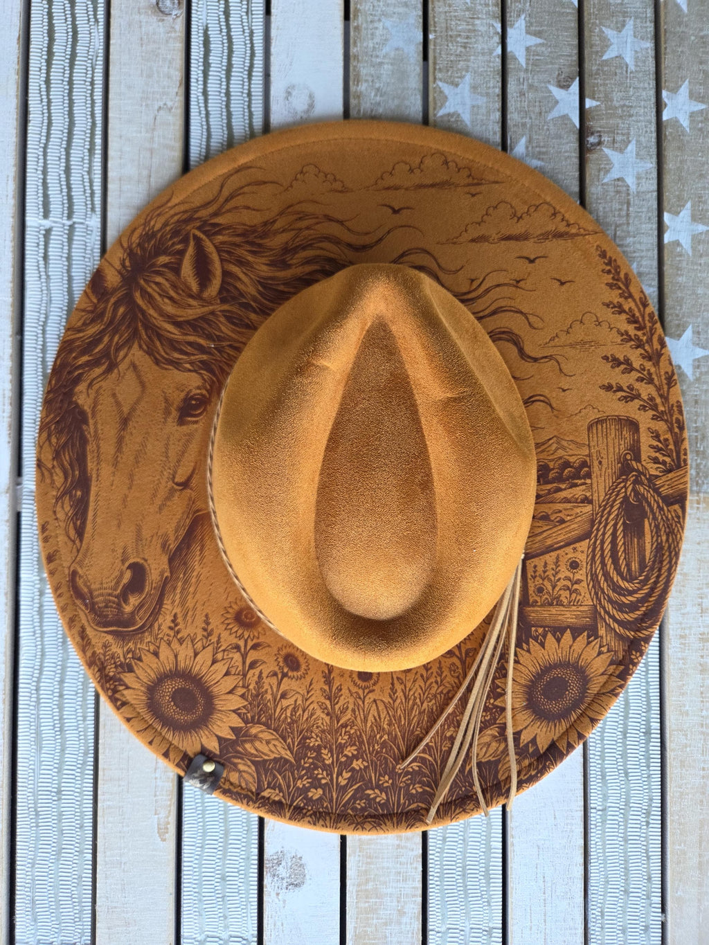 Sunflower Spirit | Sunflowers & Horse  Engraved Hat | Color Options