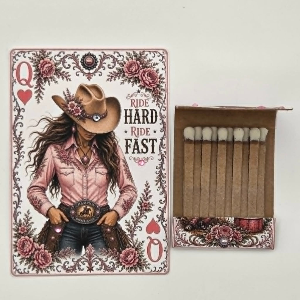 Pink Barrel Racer Card/Matchbook Set