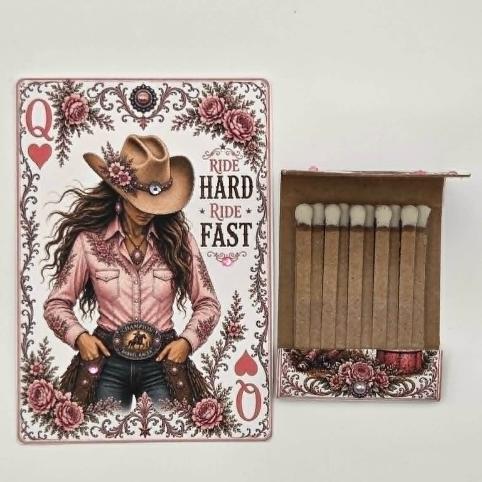 Pink Barrel Racer Card/Matchbook Set