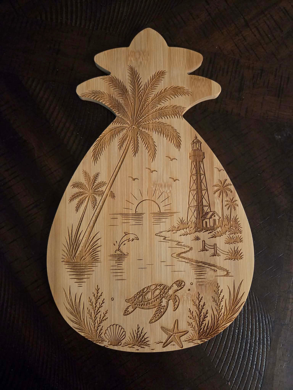 Sea Turtle Pineapple Bamboo Board