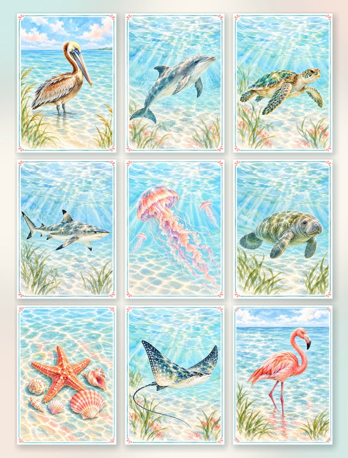 Coastal Animals Playing Card for Hats