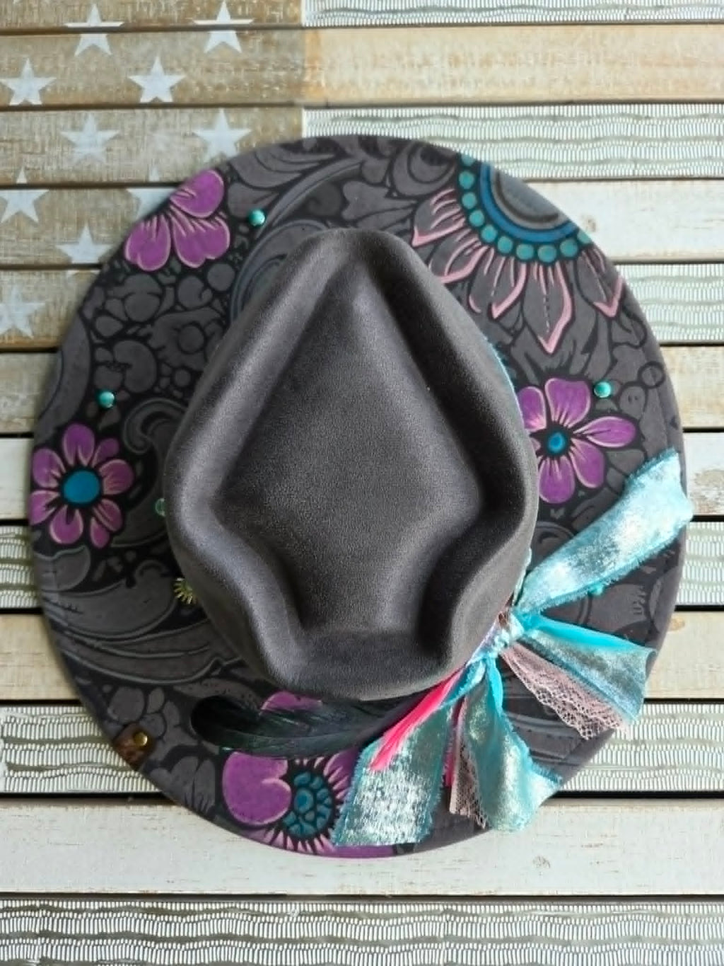 Western Wildflower | Arrowhead Crown | Unique Wide Brim Hat | One-of-a-Kind