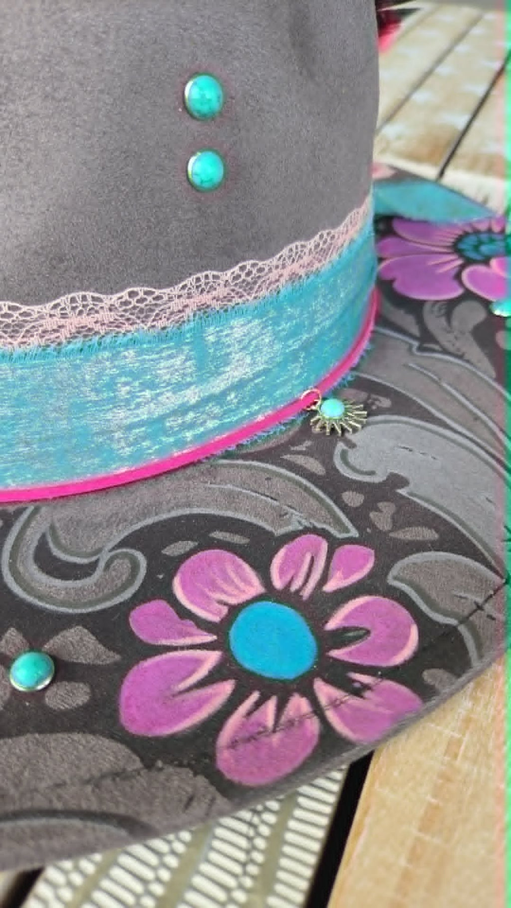 Western Wildflower | Arrowhead Crown | Unique Wide Brim Hat | One-of-a-Kind