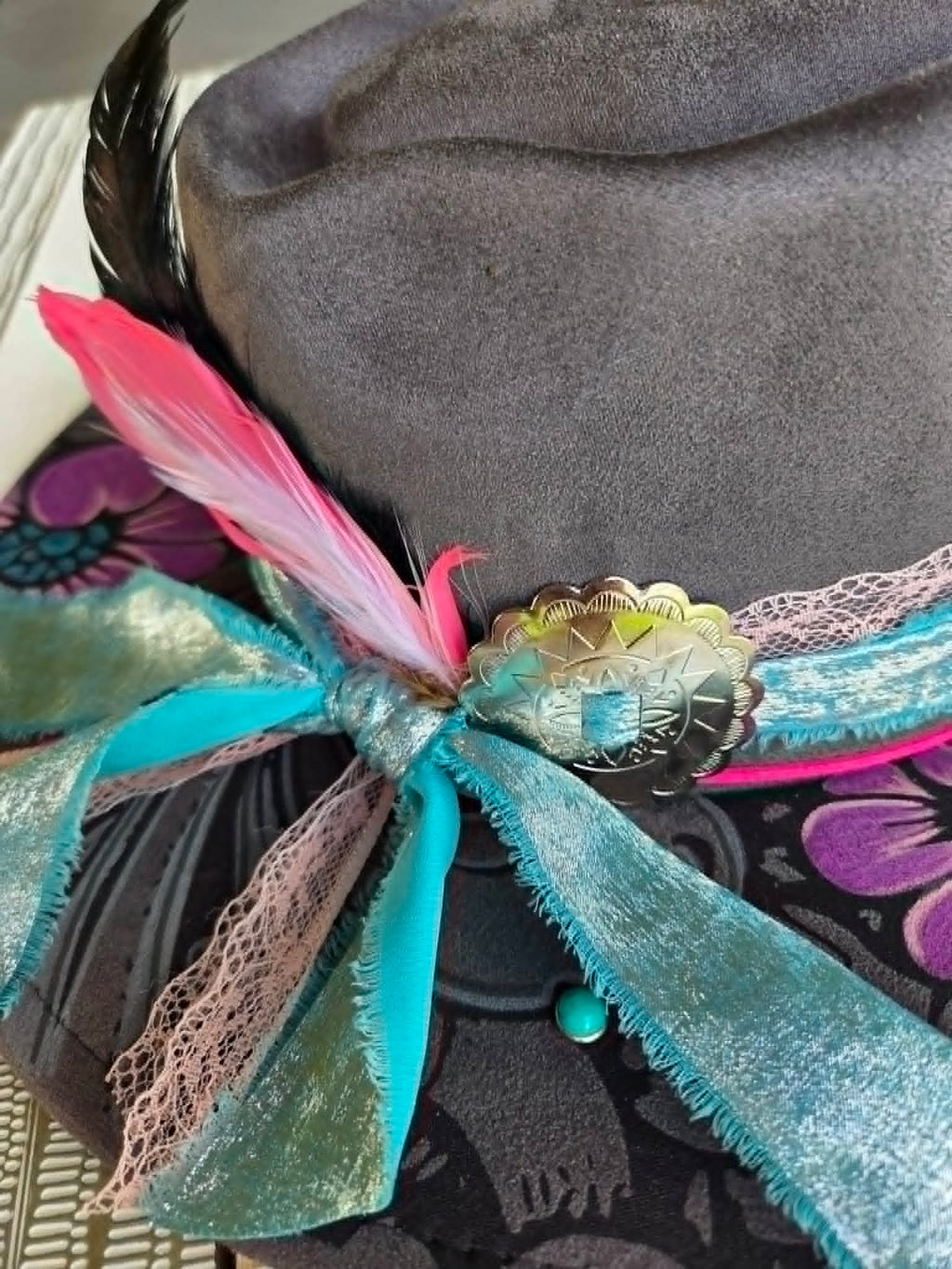 Western Wildflower | Arrowhead Crown | Unique Wide Brim Hat | One-of-a-Kind