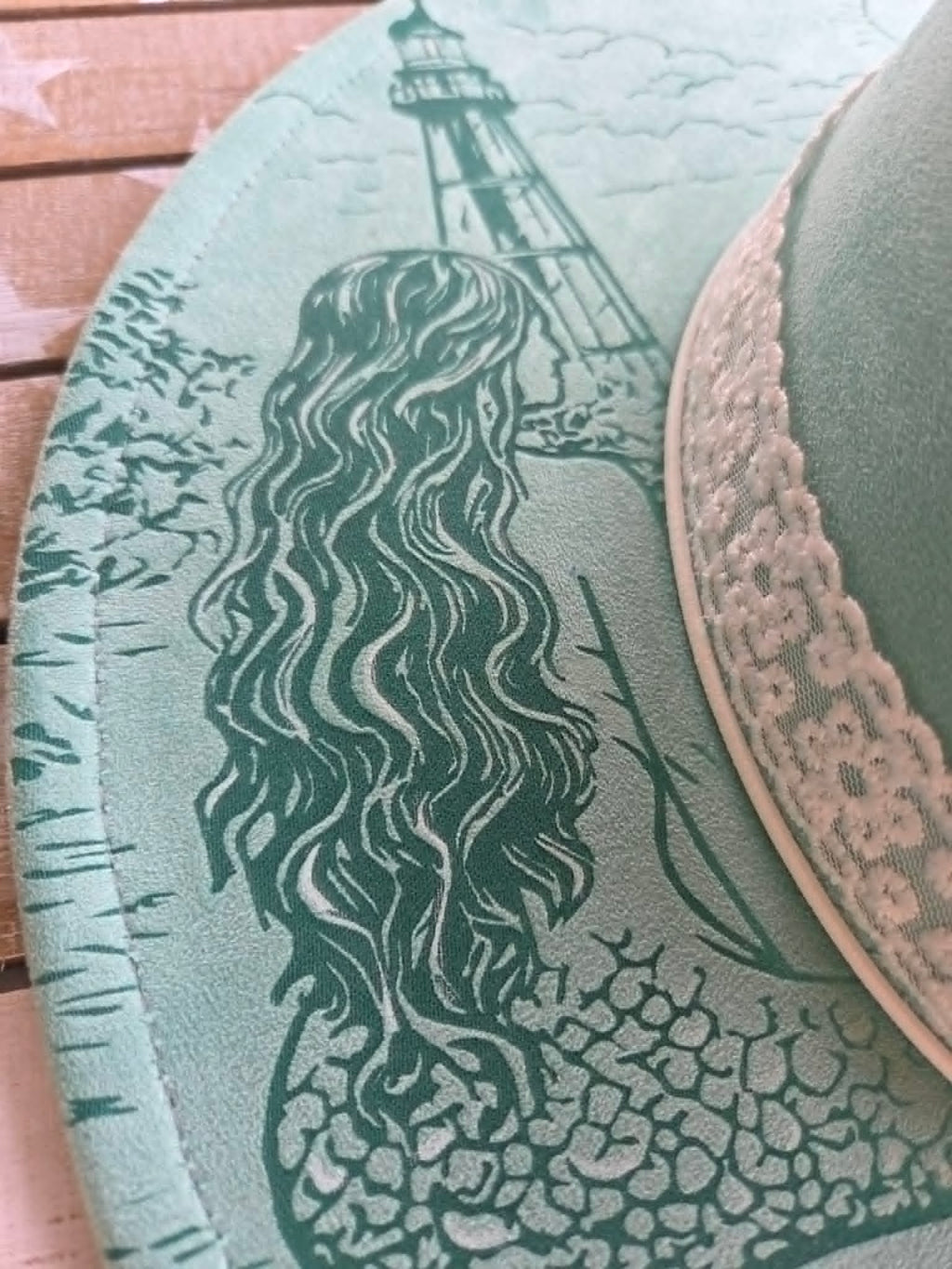 Sanibel Mermaid Hat | Hand-Painted Coastal Wide Brim Hat | One-of-a-Kind