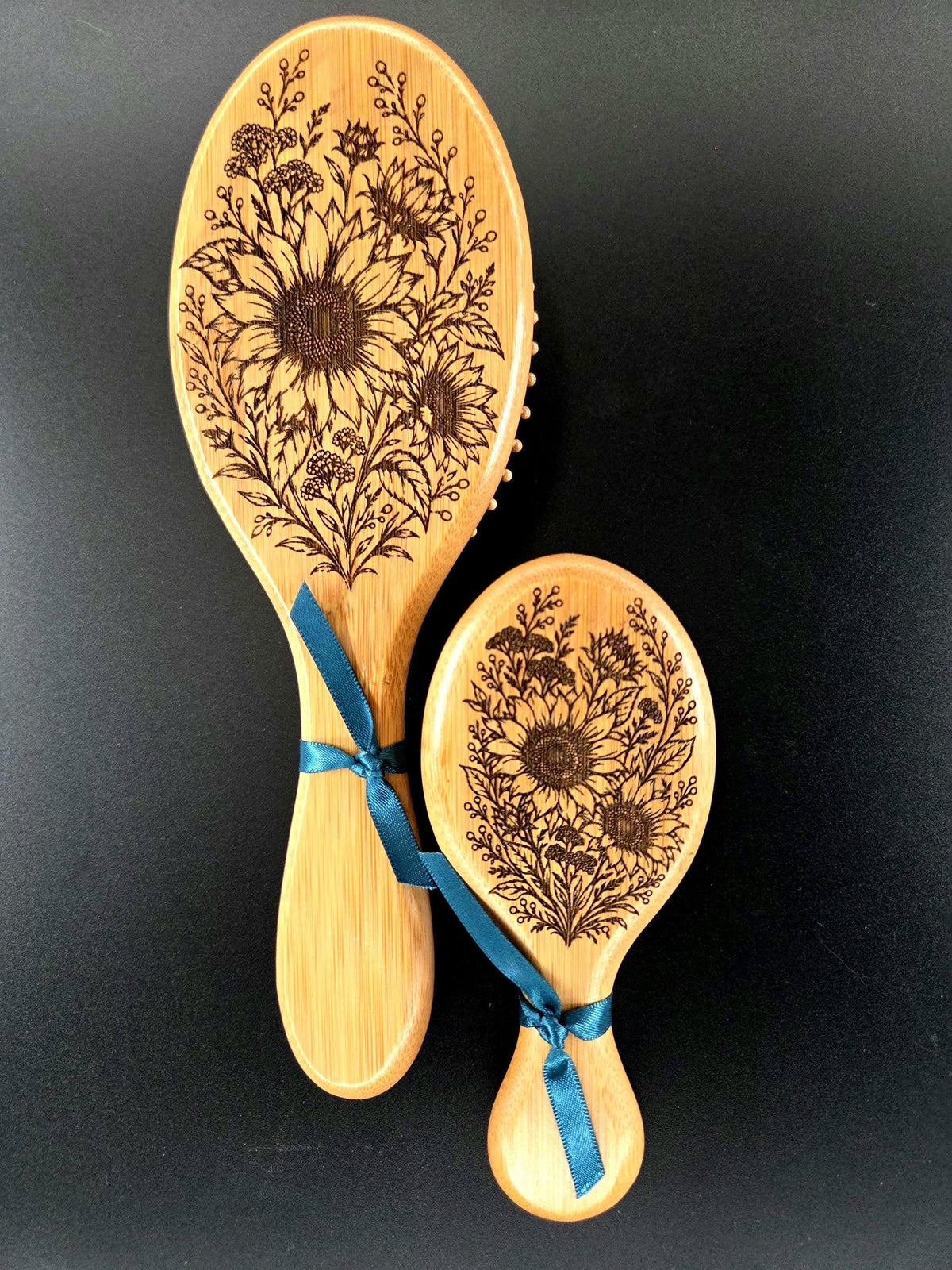 Bamboo Hair Brush | Engraved Wooden Brush | Mini Travel  or Large Brush | Mom & Me Gift | Stocking Stuffer