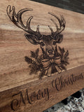 Deer w/Christmas Ornament Acacia  Board, Charcuterie Display Board, Holiday Themed