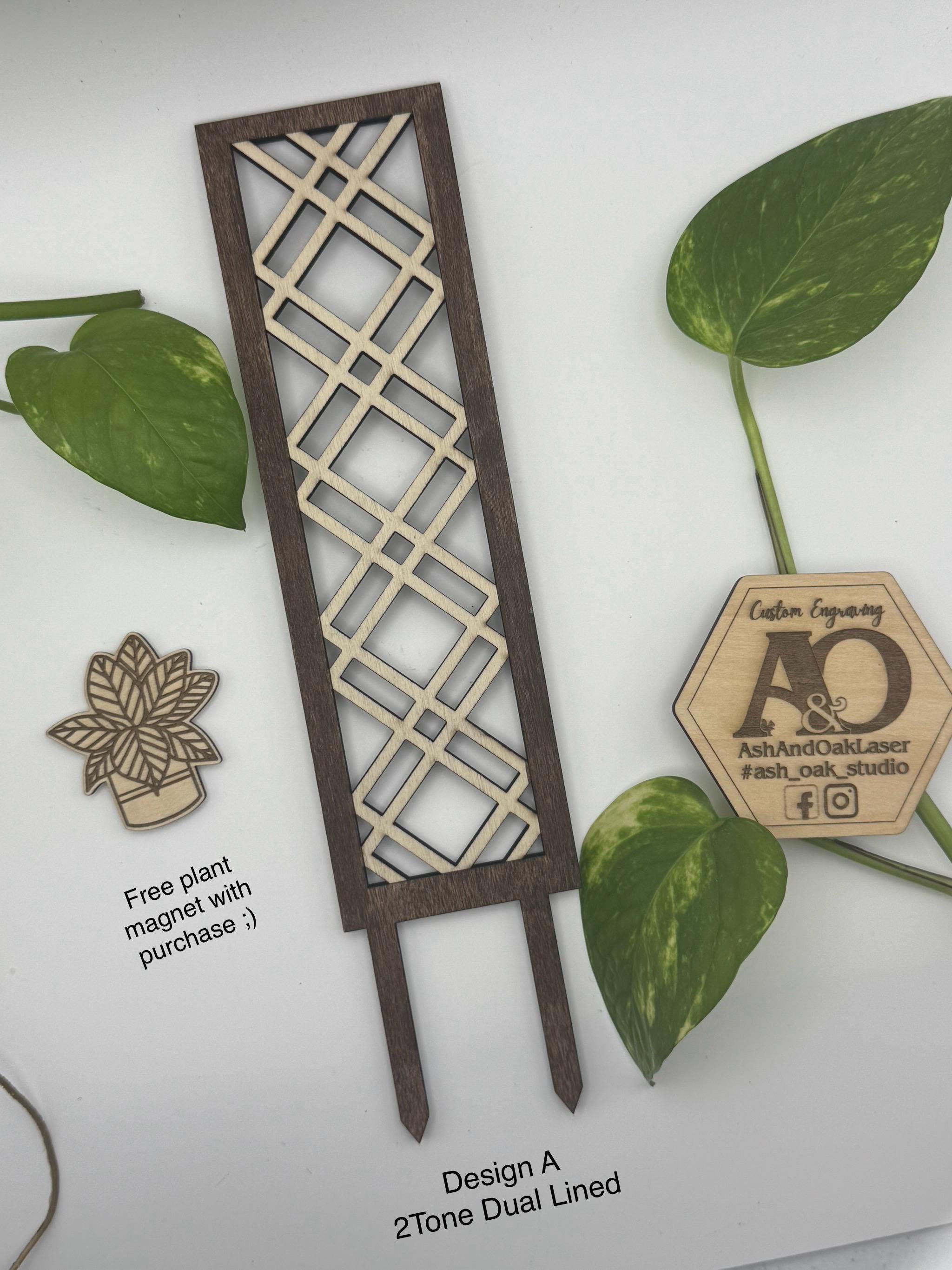 10" Geometric Wooden Trellis | Laser-Cut Design | Indoor Plant Support | Potted Trellis