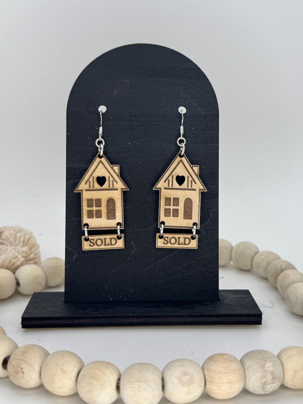 Wood House SOLD Earrings: Realtor Jewelry