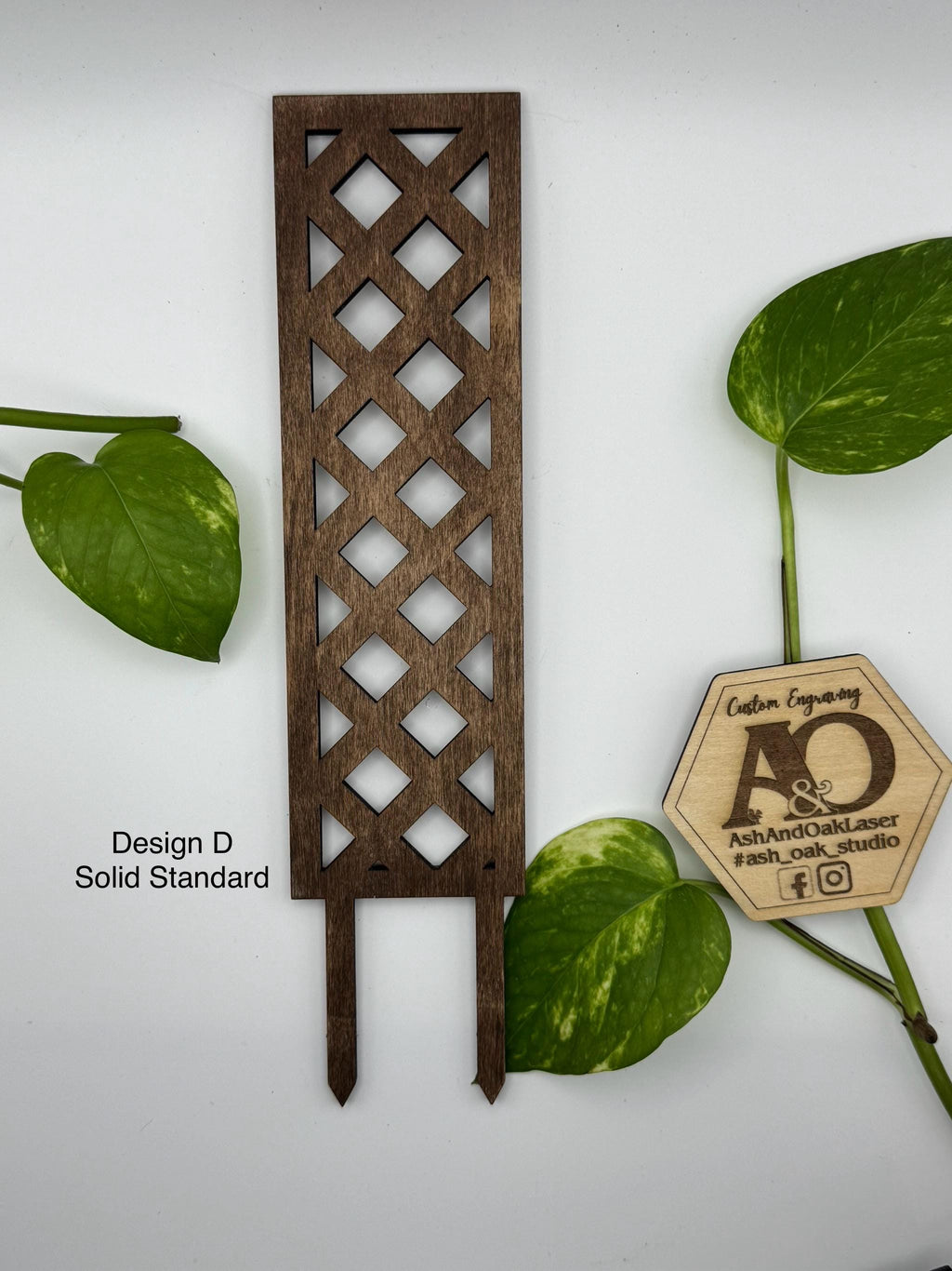 25" Geometric Wood Trellis | Laser-Cut Design | Indoor Plant Support | Potted Trellis