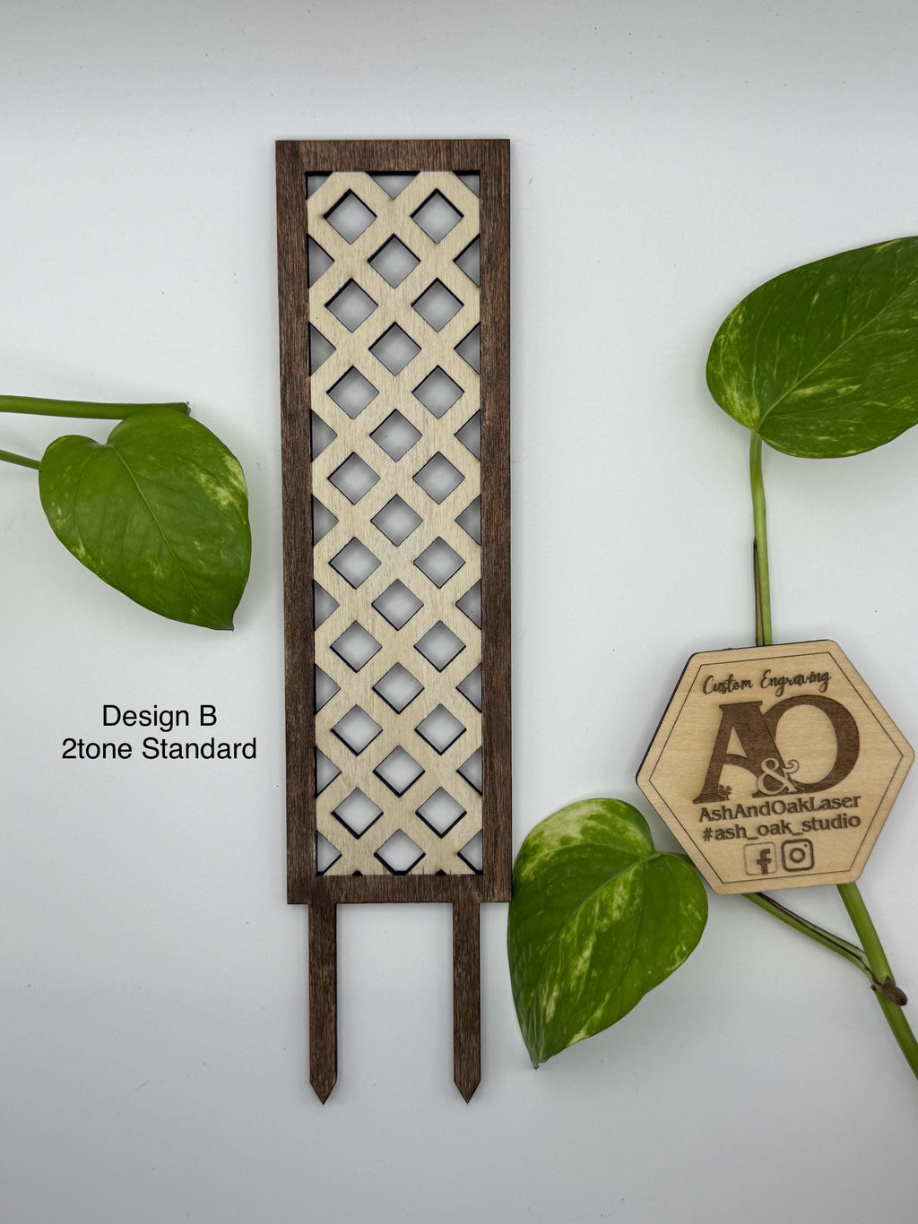 10" Geometric Wooden Trellis | Laser-Cut Design | Indoor Plant Support | Potted Trellis