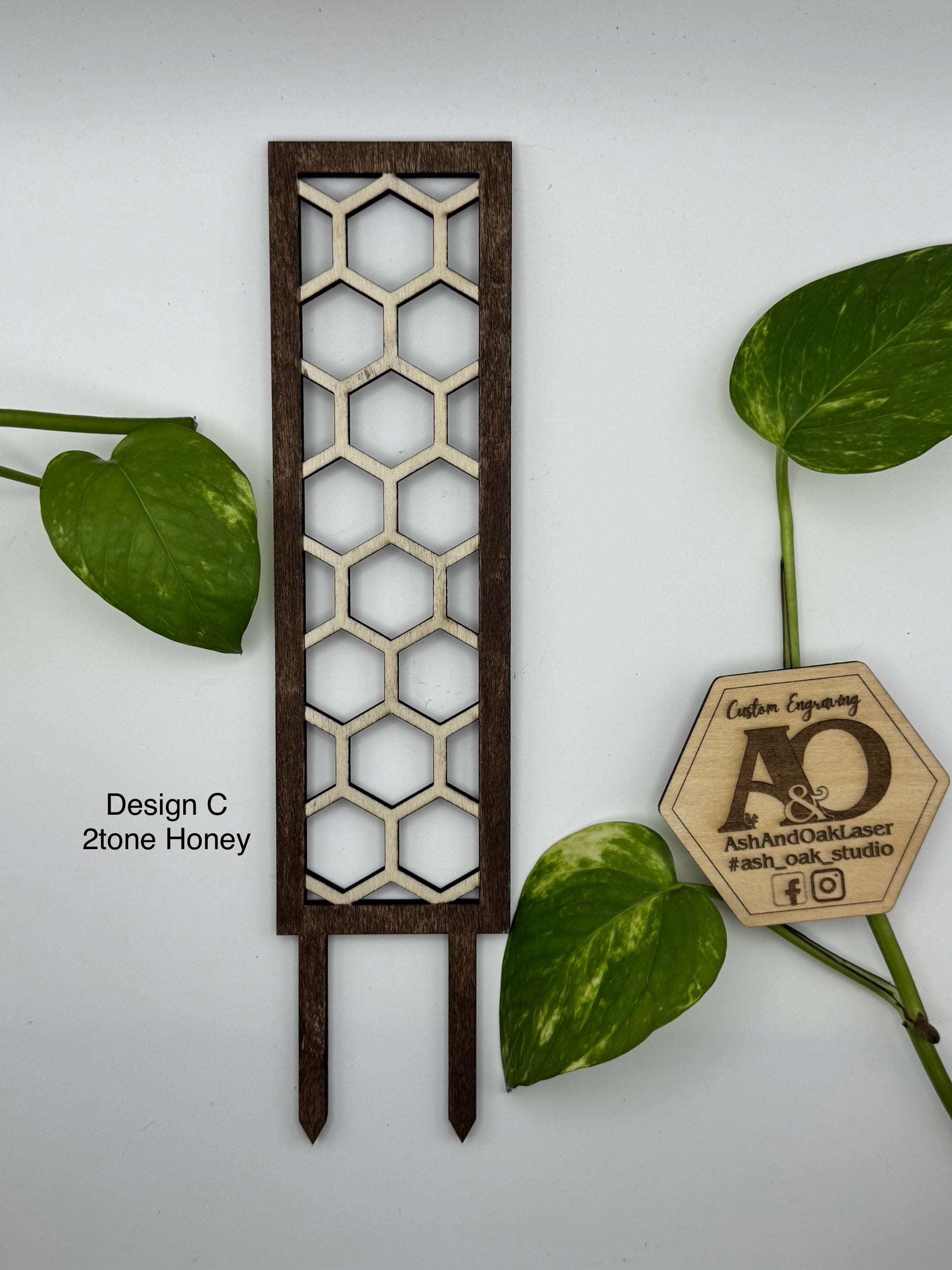 10" Geometric Wooden Trellis | Laser-Cut Design | Indoor Plant Support | Potted Trellis