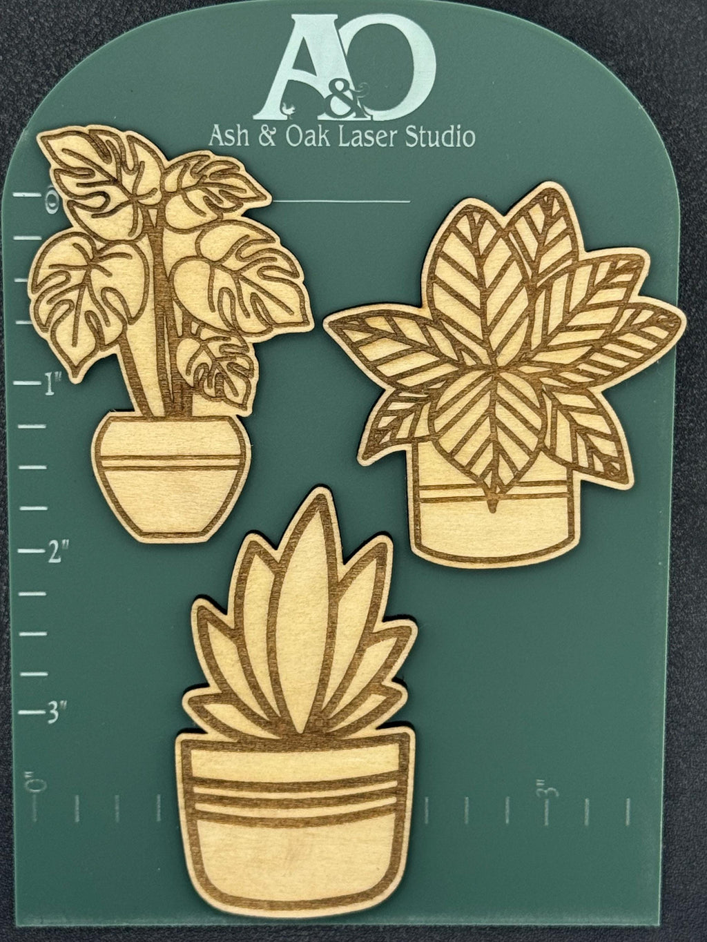 Potted Plant Wood Magnet | Minimalist Botanical Decor | Laser Engraved | Choice of Design