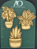 Potted Plant Wood Magnet | Minimalist Botanical Decor | Laser Engraved | Choice of Design