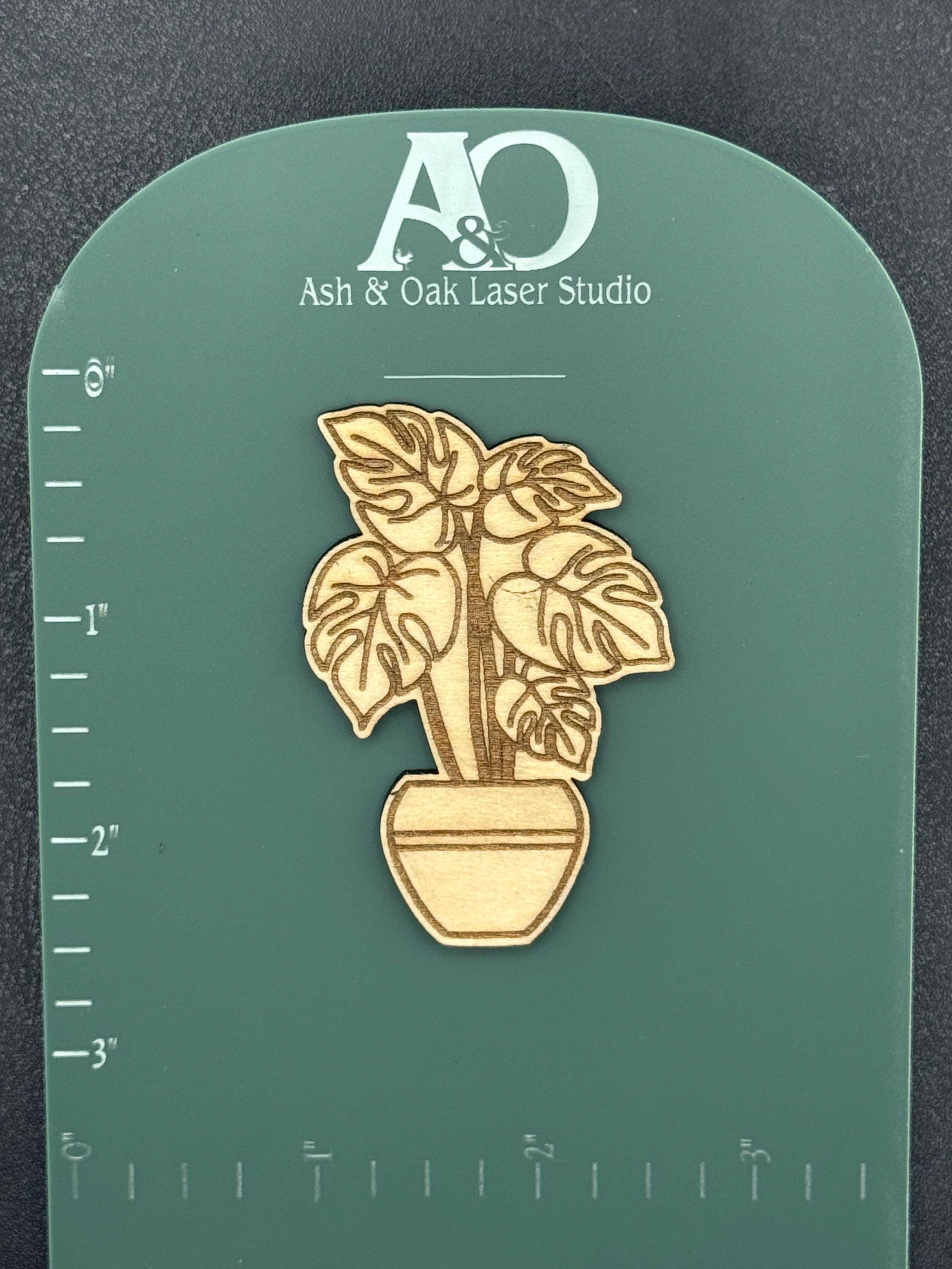 Potted Plant Wood Magnet | Minimalist Botanical Decor | Laser Engraved | Choice of Design
