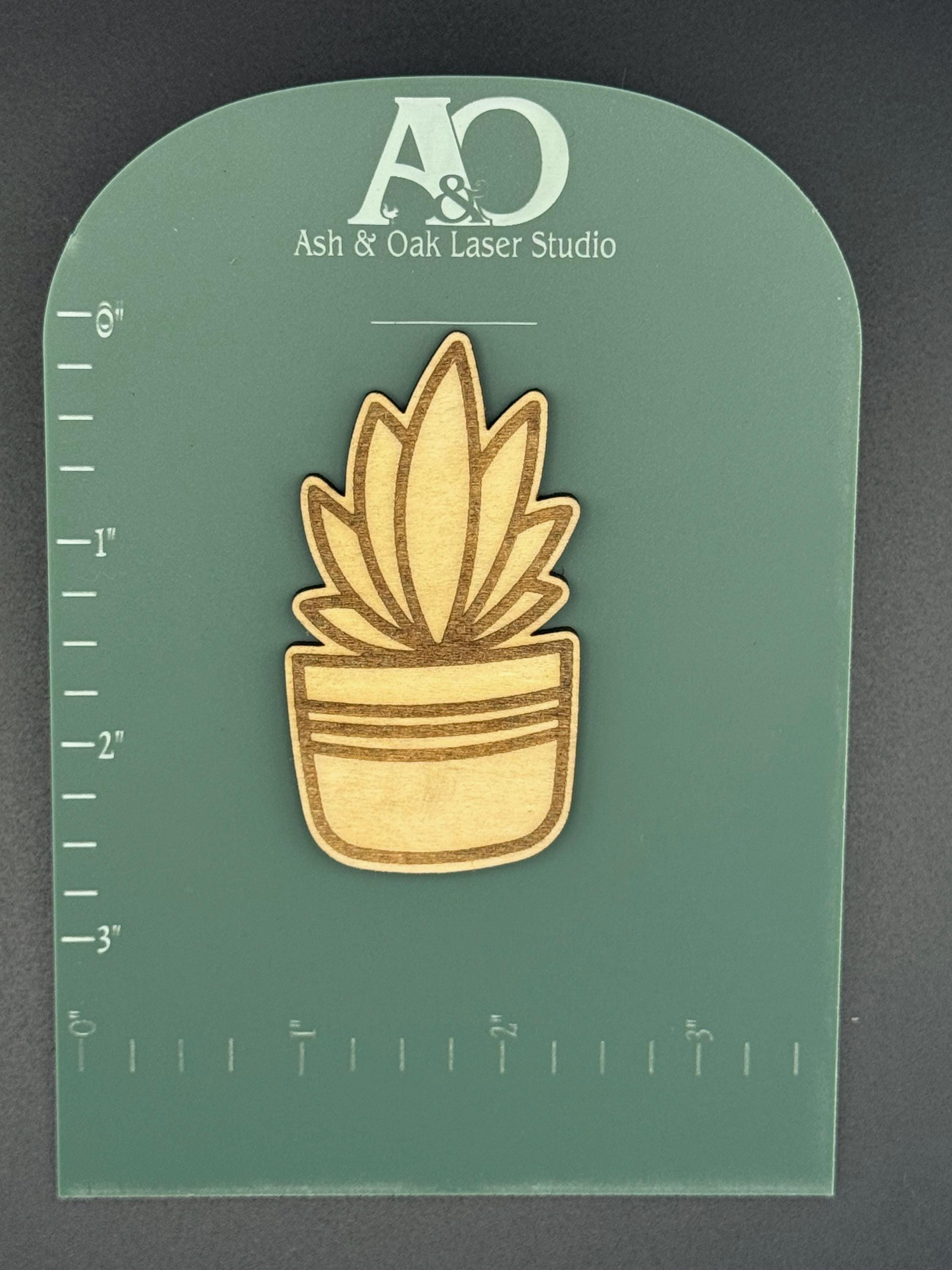 Potted Plant Wood Magnet | Minimalist Botanical Decor | Laser Engraved | Choice of Design