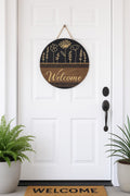 12” Modern Floral Design | Multilayer Welcome Sign | Laser Engraved Wood