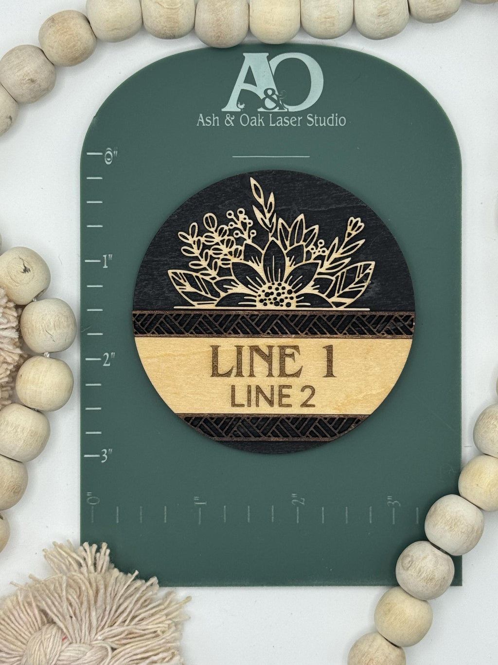 Custom Engraved Wood Magnet: Modern Floral Welcome Sign