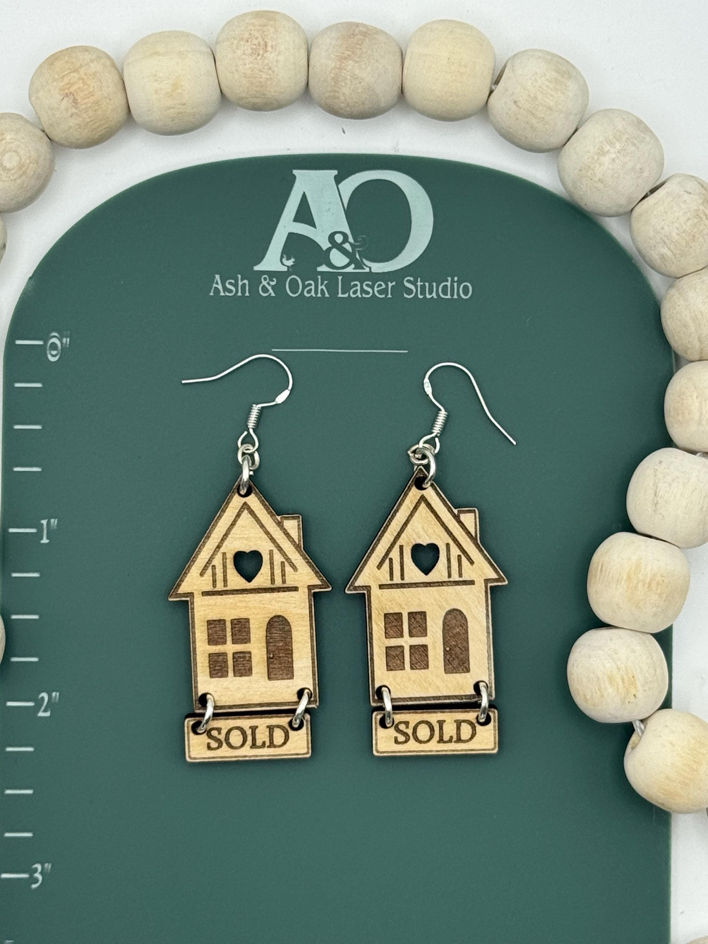 Wood House SOLD Earrings: Realtor Jewelry