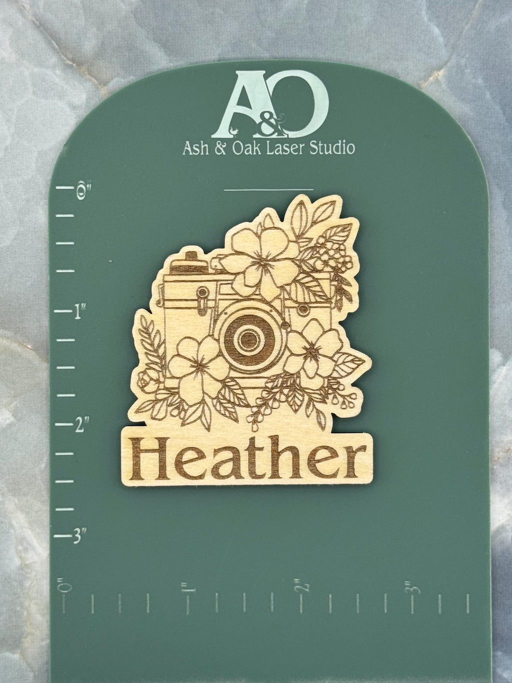 Custom Name Photographer Magnet | Floral Camera |  Laser Engraved Magnet