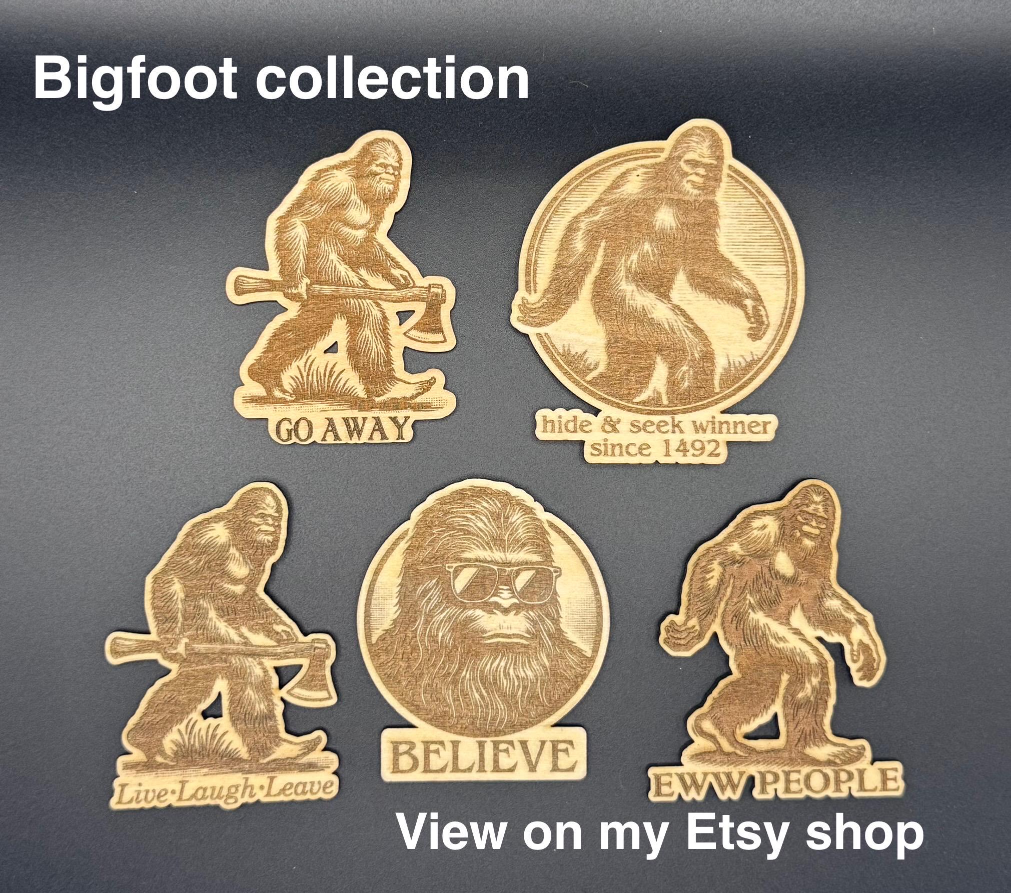 Bigfoot Wood Magnet | Go Away  | Eww People | Set of 2 Option |  Sasquatch