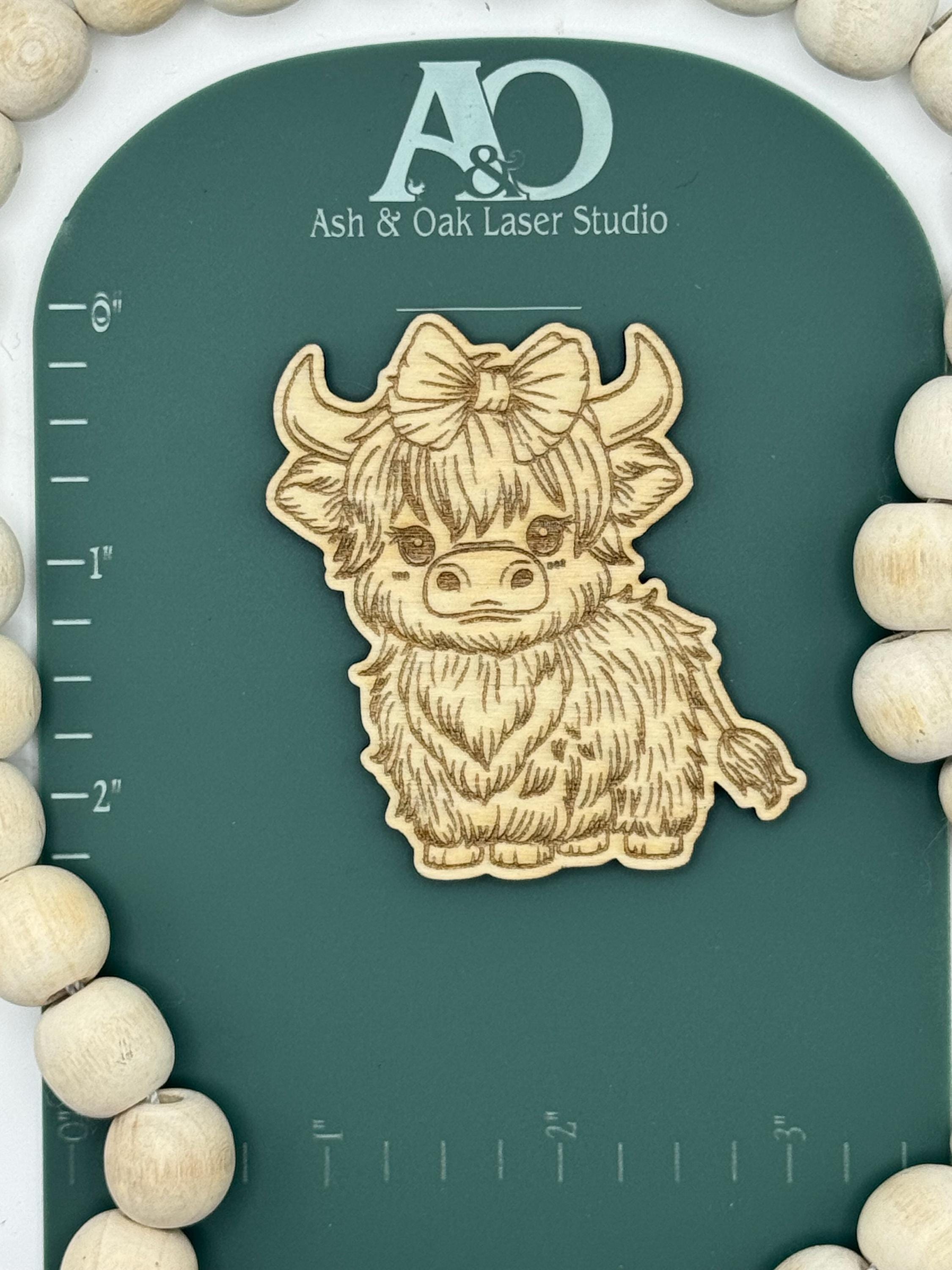 Highland Cow Magnets | Farmhouse | Rustic Design | Wood Laser Engraved | Country Cottage