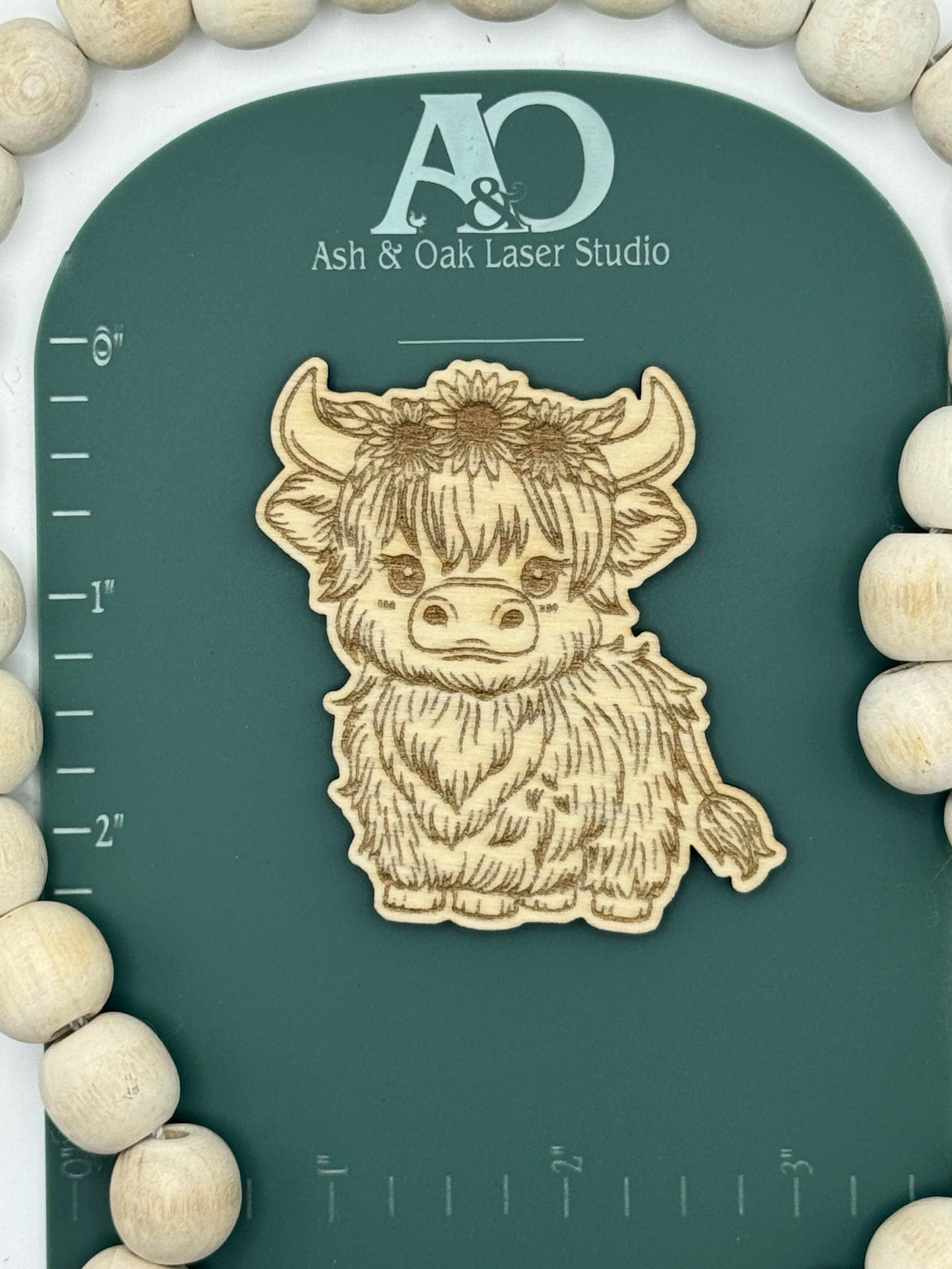 Highland Cow Magnets | Farmhouse | Rustic Design | Wood Laser Engraved | Country Cottage