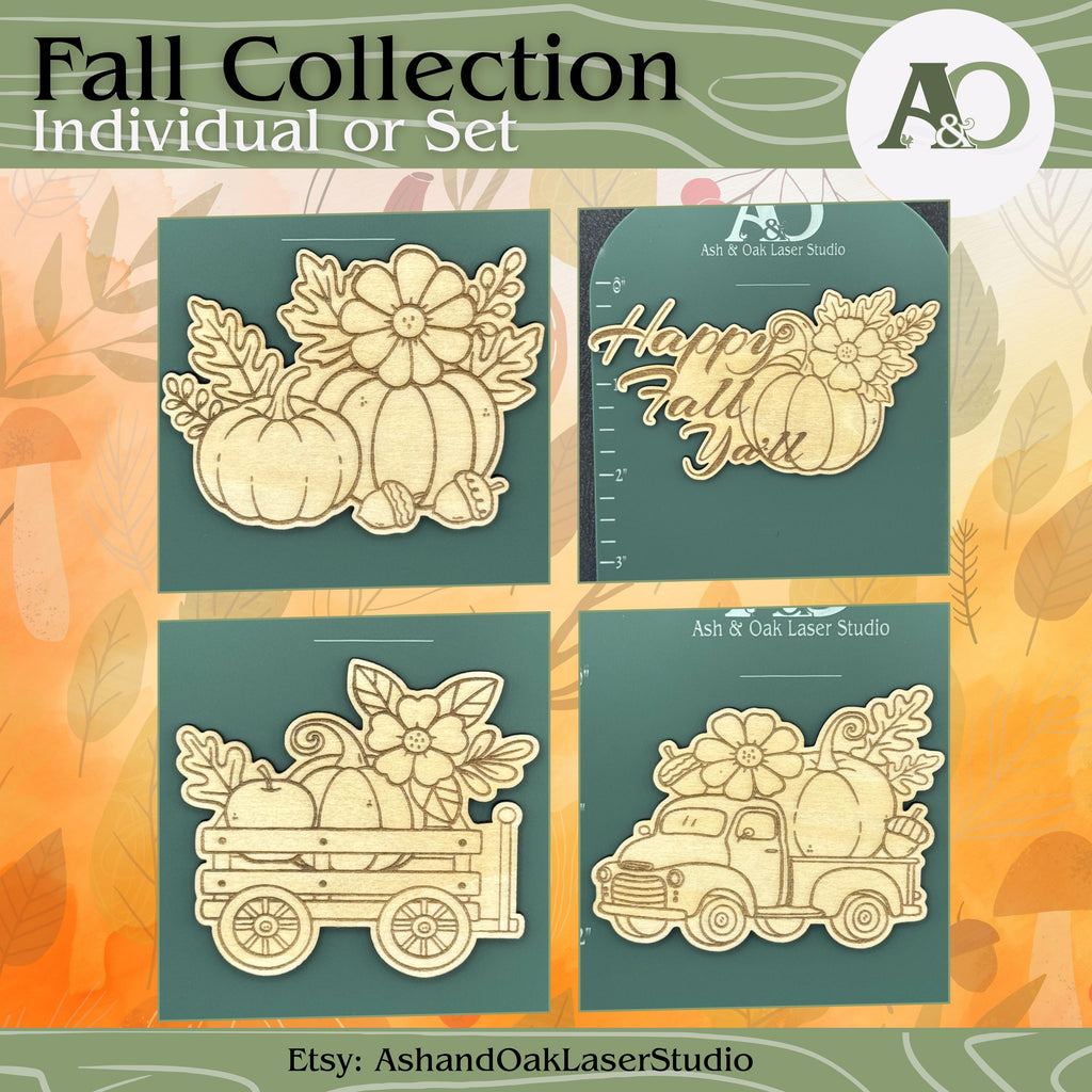 Fall Wood Magnet Set | Pumpkins | Fall Truck  Decor | Laser Engraved
