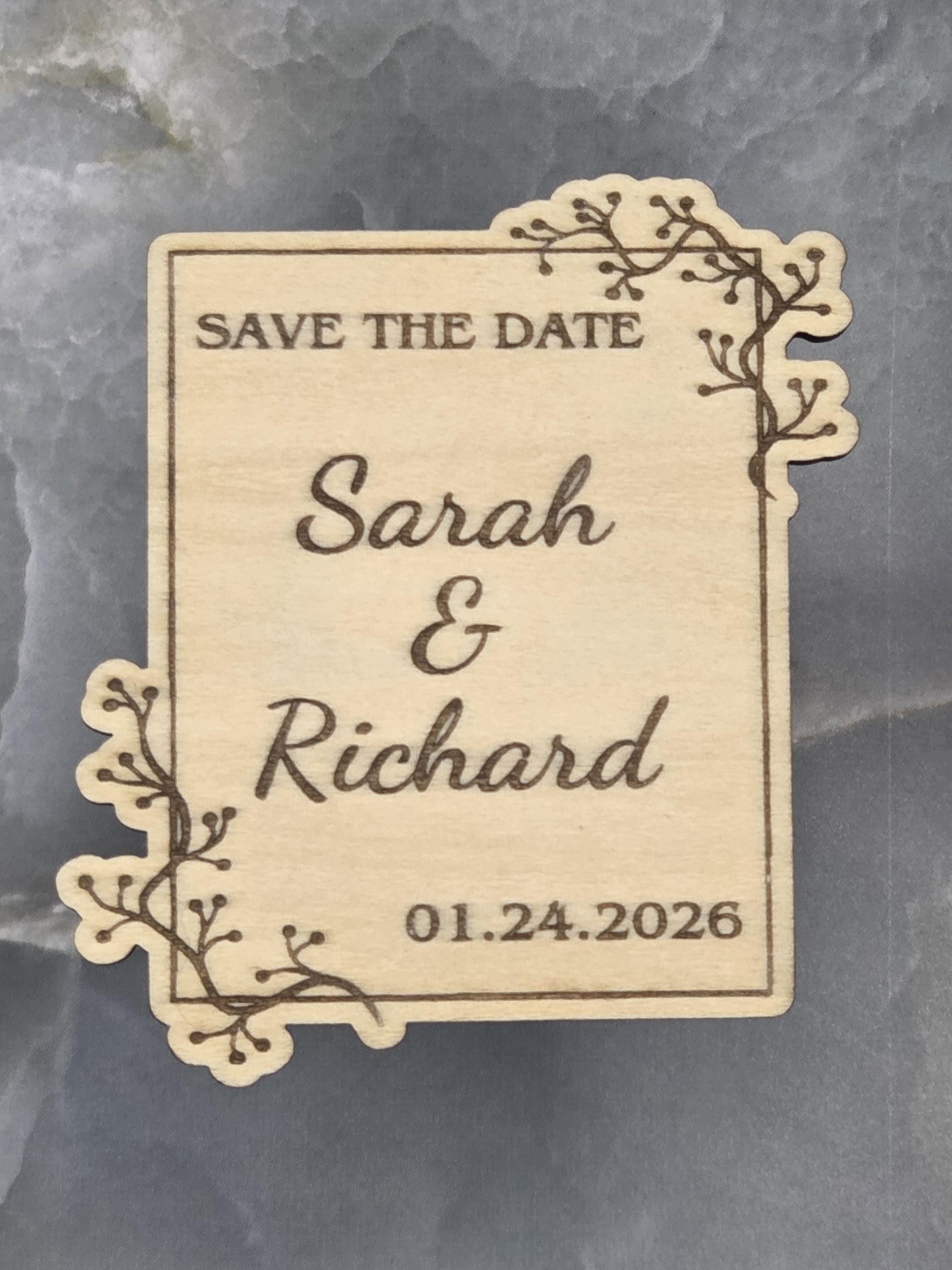 Custom Wood Save The Date Magnet | Rustic Wedding Keepsake