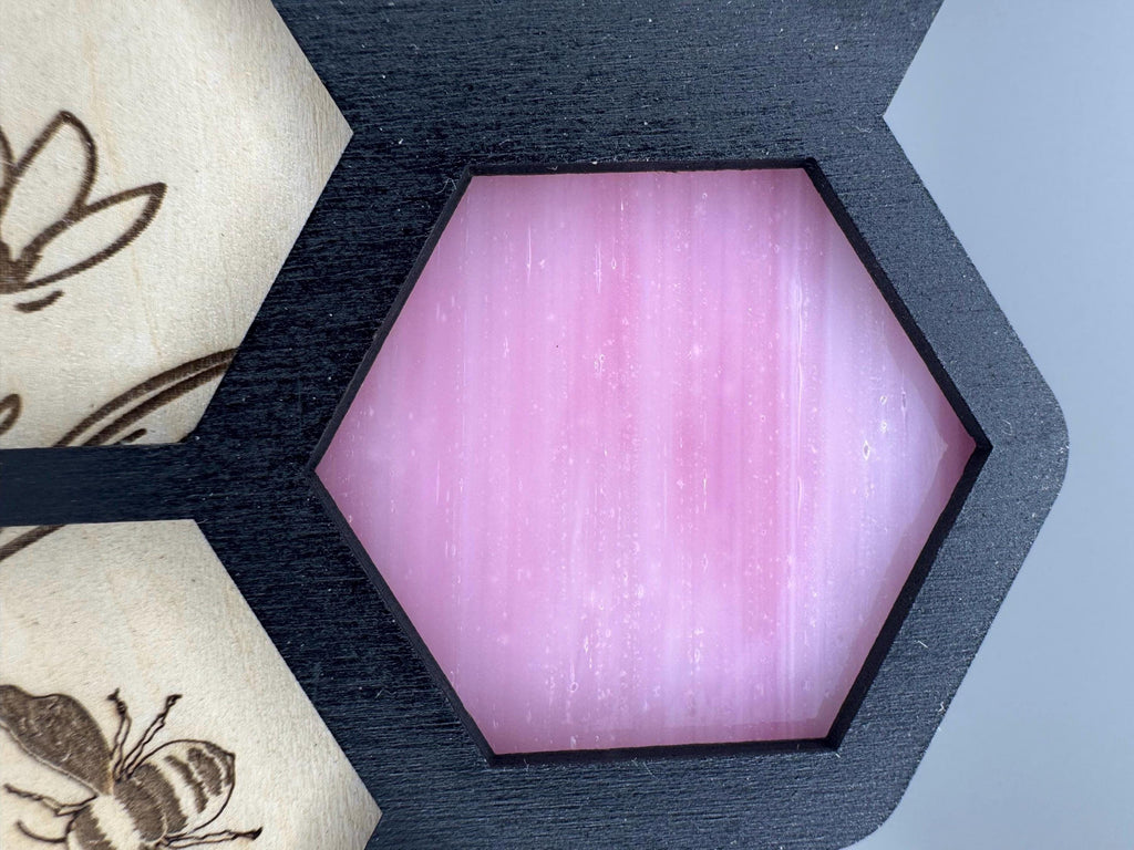 3 Stem Propagation Station | Stained Glass w/ Engraved Flower & Bees | Honeycomb Design