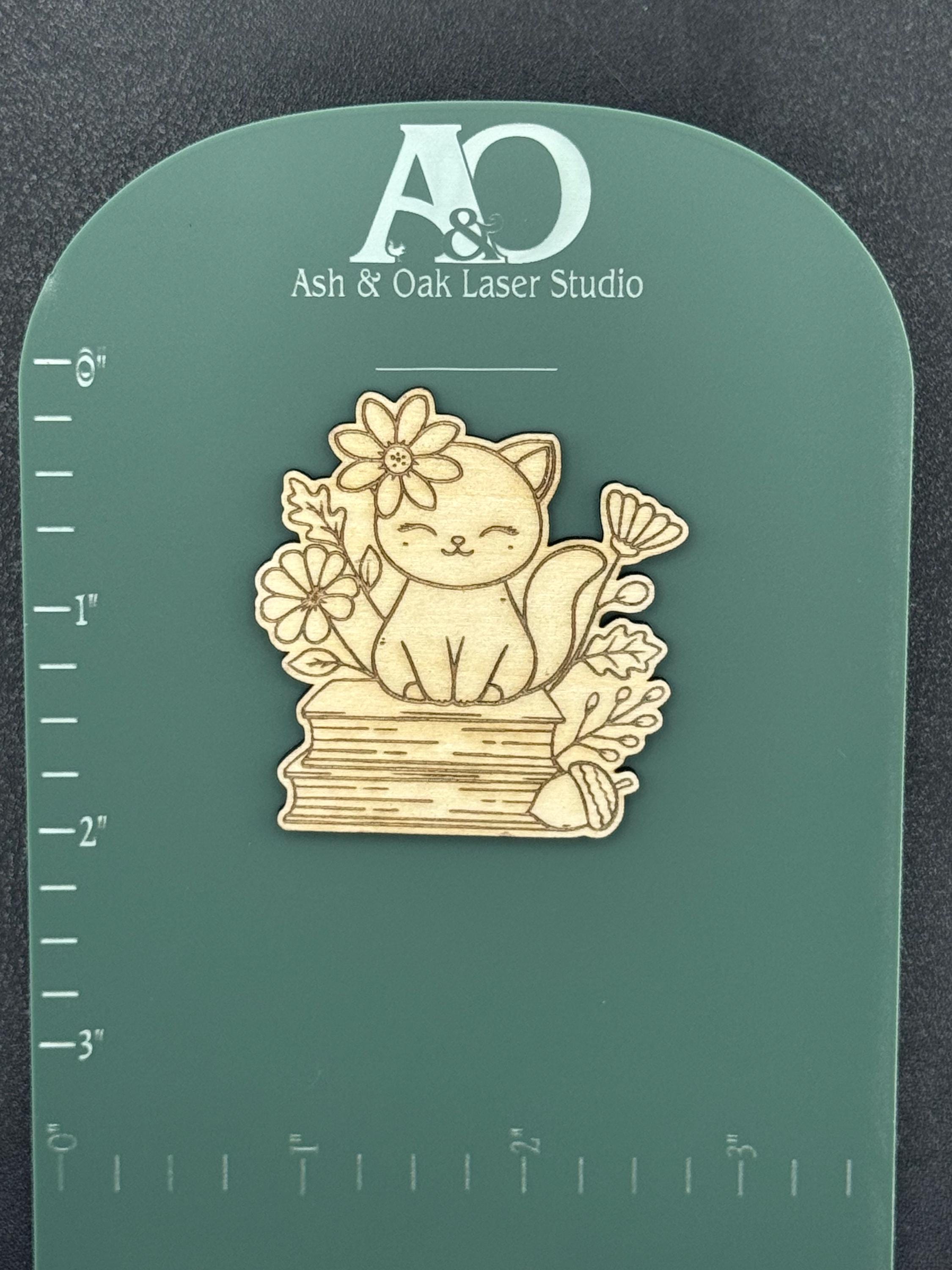 Bookworm Collection Set or Individual | Cat & Book | Wood Laser Engraved Magnets