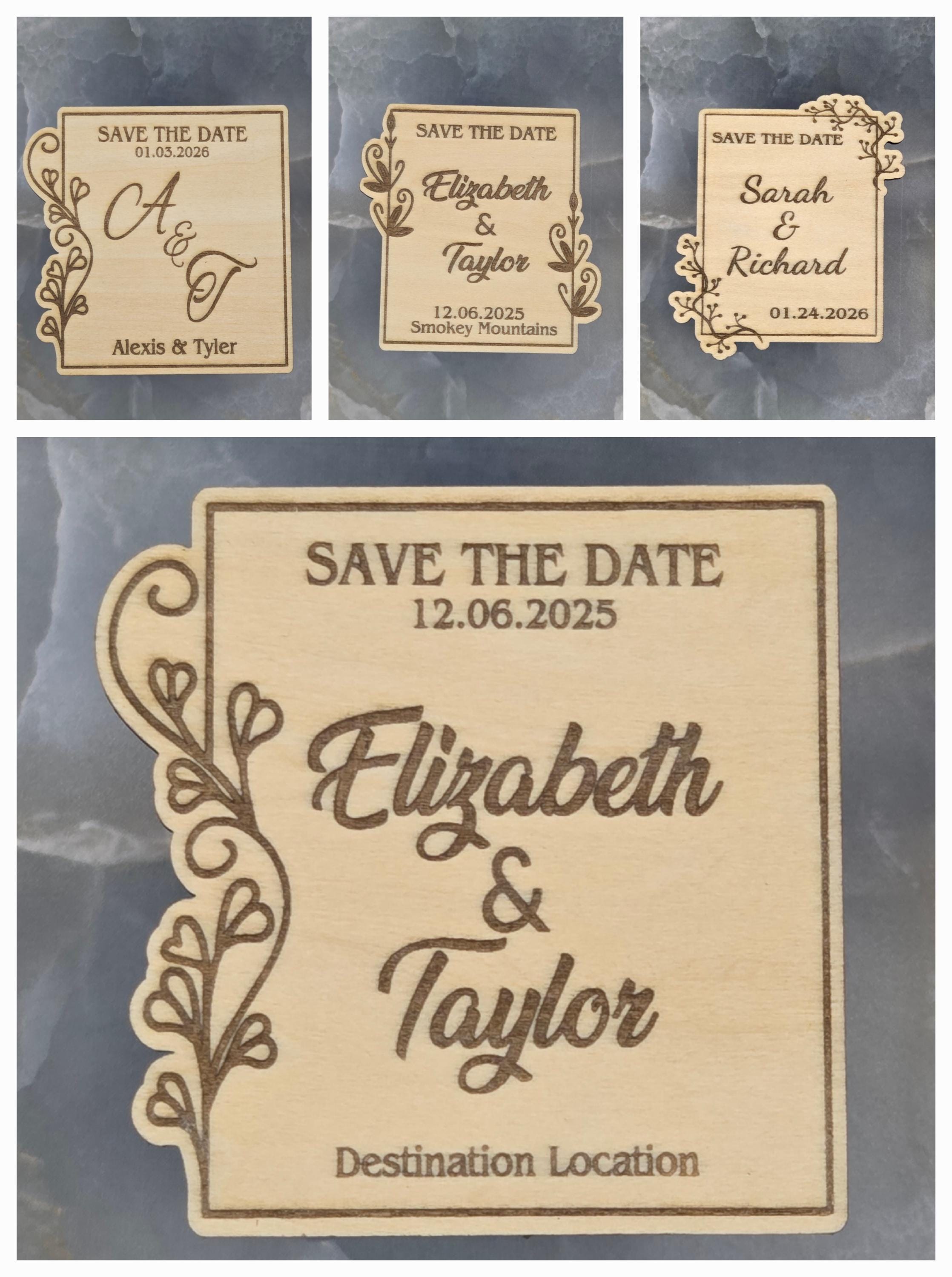 Custom Wood Save The Date Magnet | Rustic Wedding Keepsake