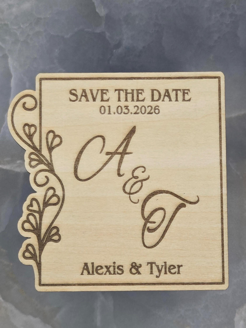 Custom Wood Save The Date Magnet | Rustic Wedding Keepsake