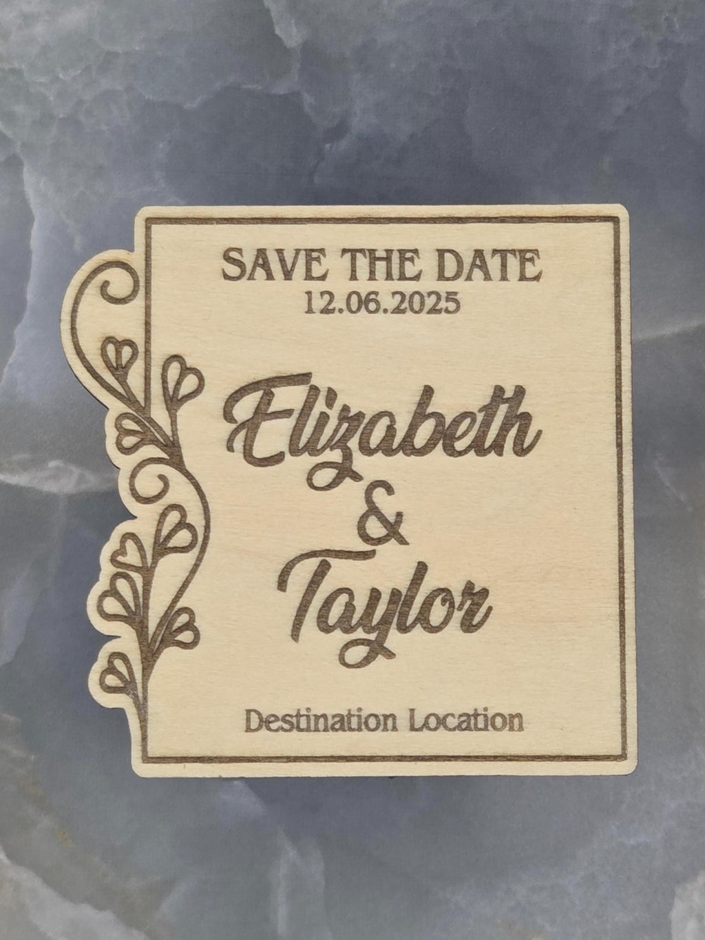 Custom Wood Save The Date Magnet | Rustic Wedding Keepsake