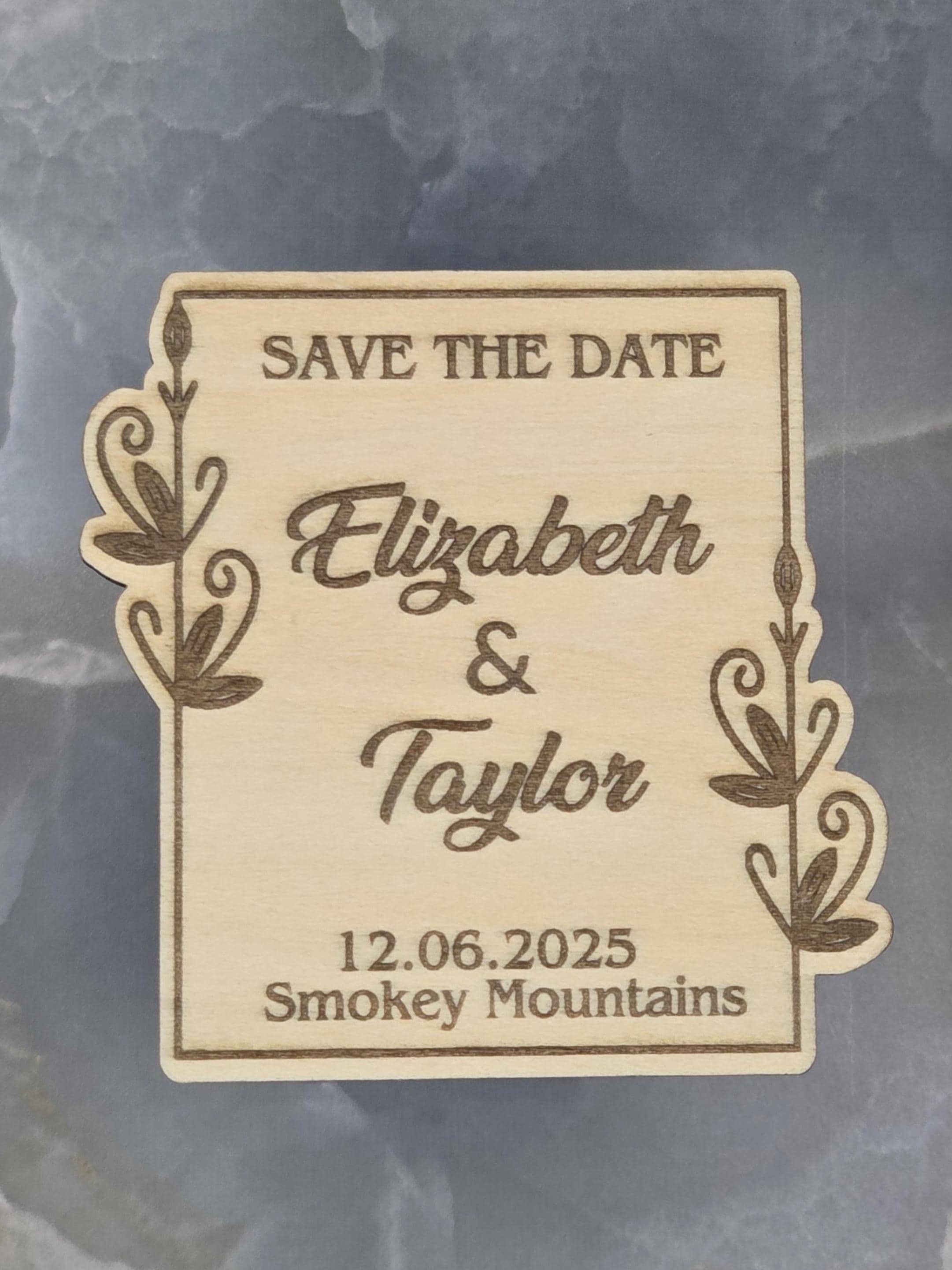 Custom Wood Save The Date Magnet | Rustic Wedding Keepsake