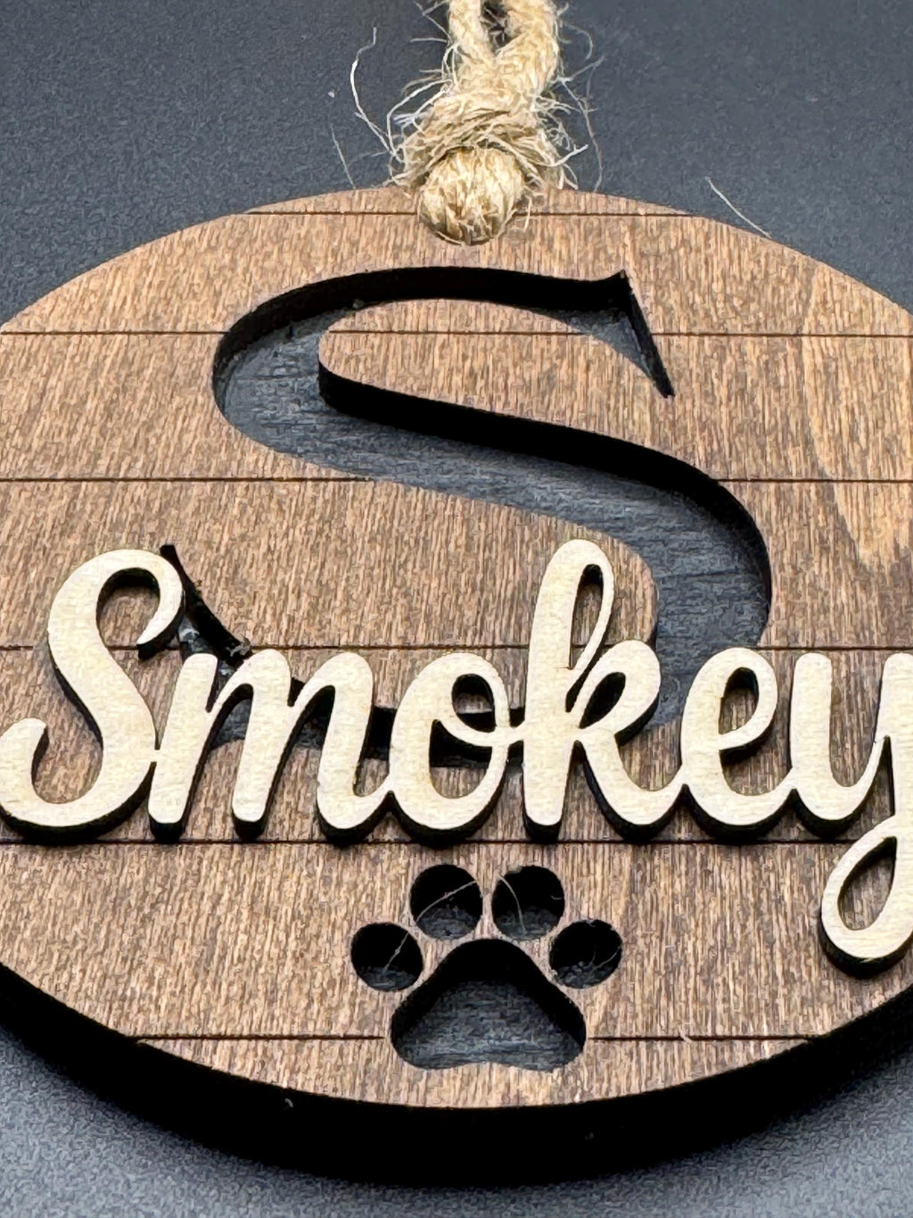 Rustic Ornament with Personailzed Initial and Name | Hand Stained Decor | Classic Style Ornament Gift