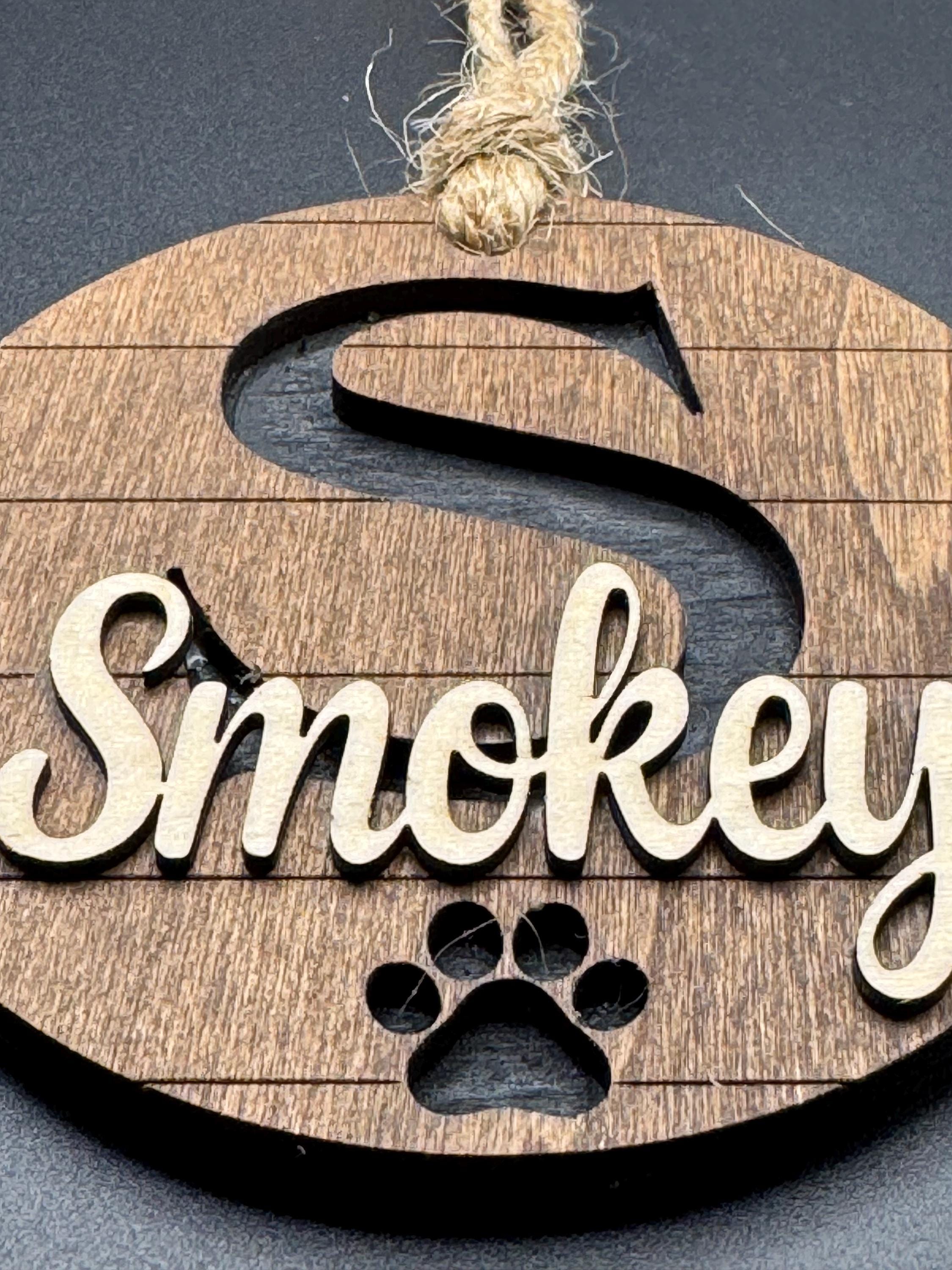 Personalized Memorial Dog Ornament, Rustic Initial Name & Dates