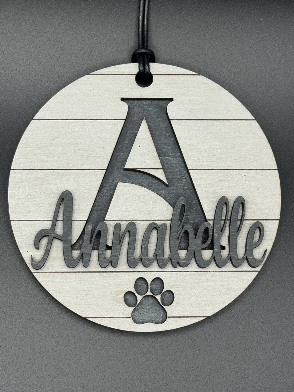 Personalized Dog Name Ornament | Hand Stained Rustic Wood Pup Decor