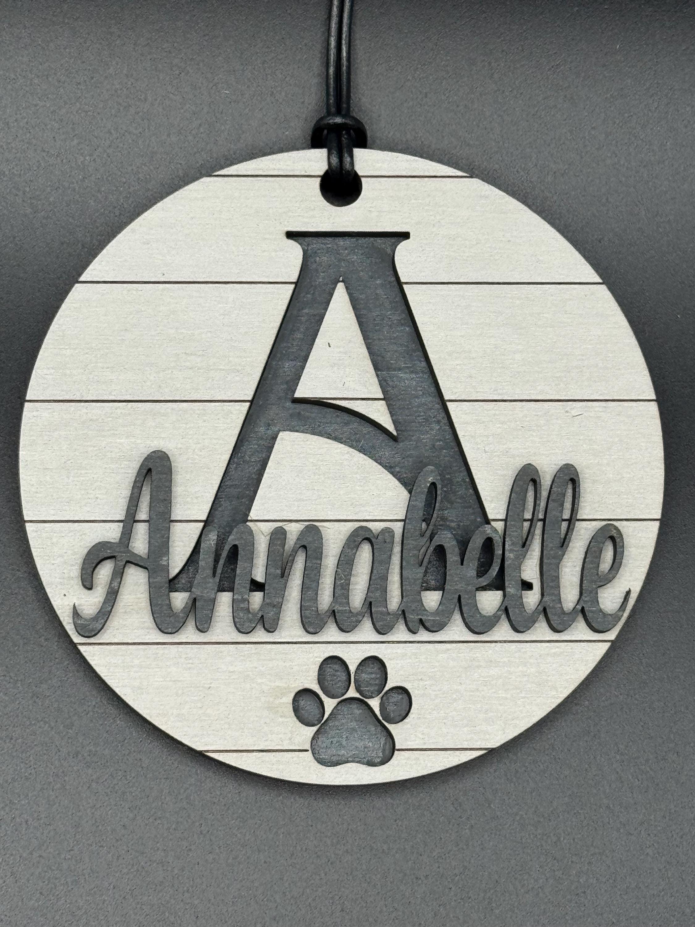 Personalized Dog Name Ornament | Hand Stained Rustic Wood Pup Decor