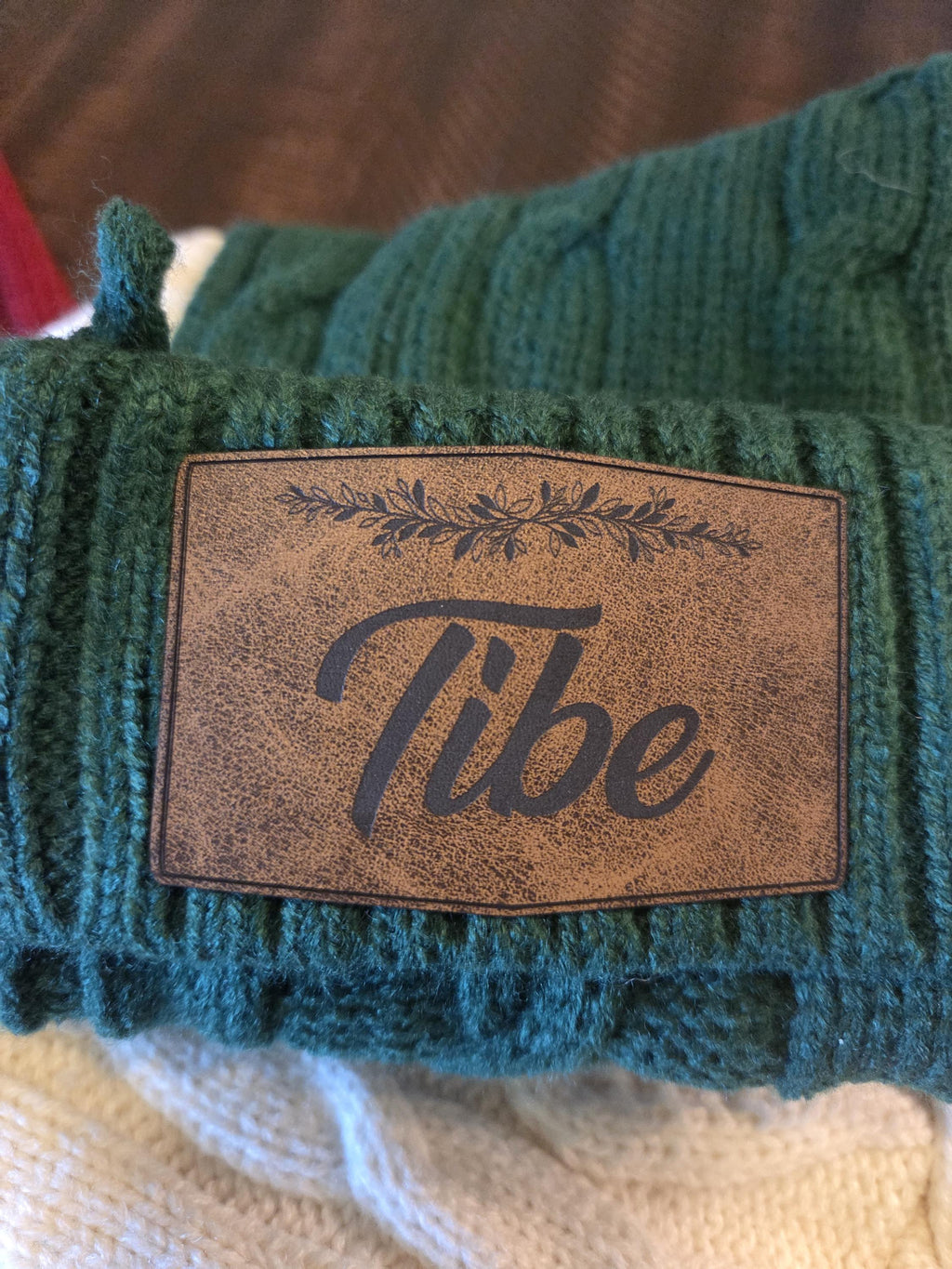 Personalized Christmas Stocking with Leather Engraved Patch | 3 Designs
