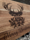 Deer w/Christmas Ornament Acacia  Board, Charcuterie Display Board, Holiday Themed
