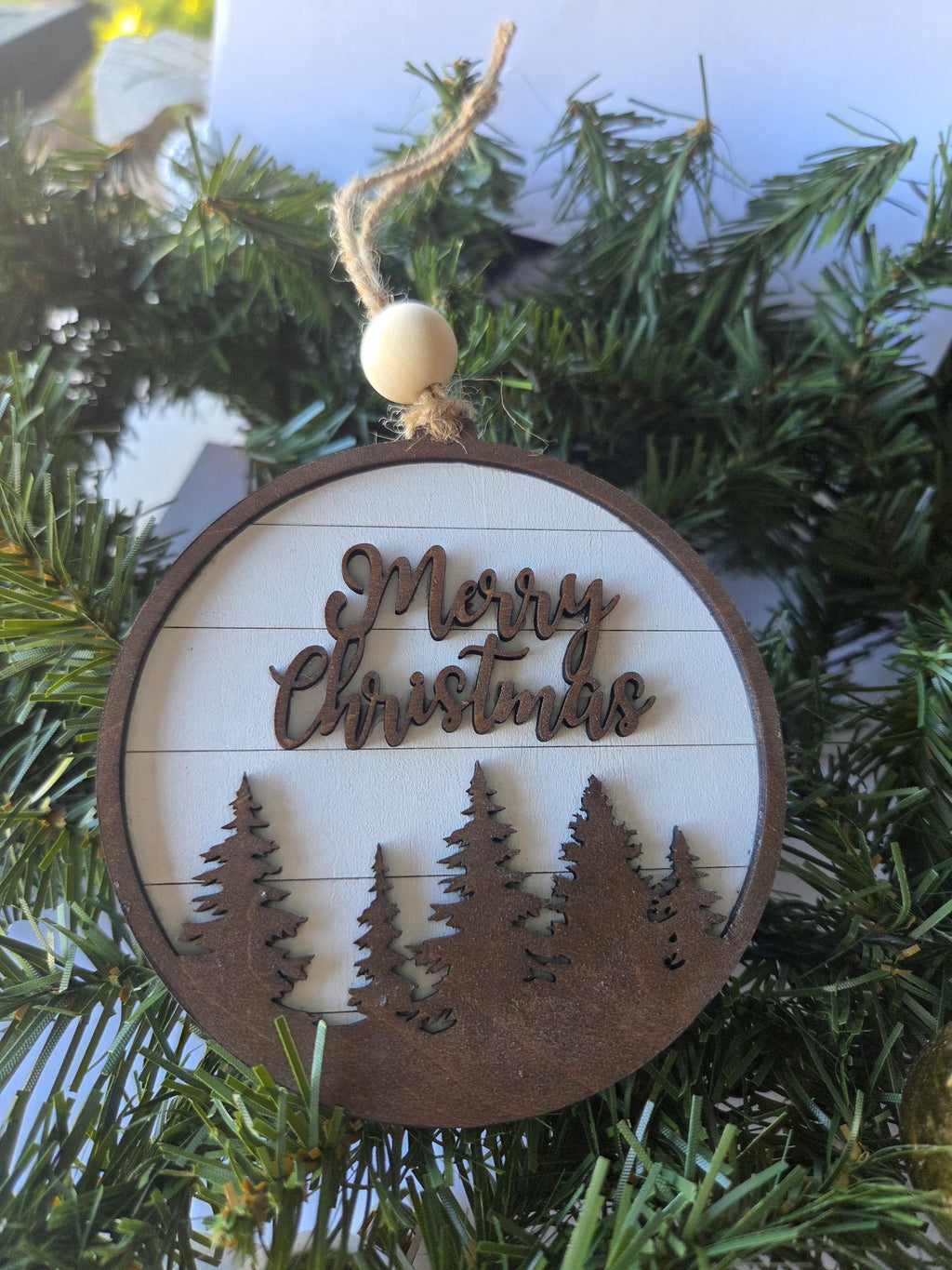 Rustic Christmas Ornament | Hand-Stained Decor | Classic Style Ornament Gift